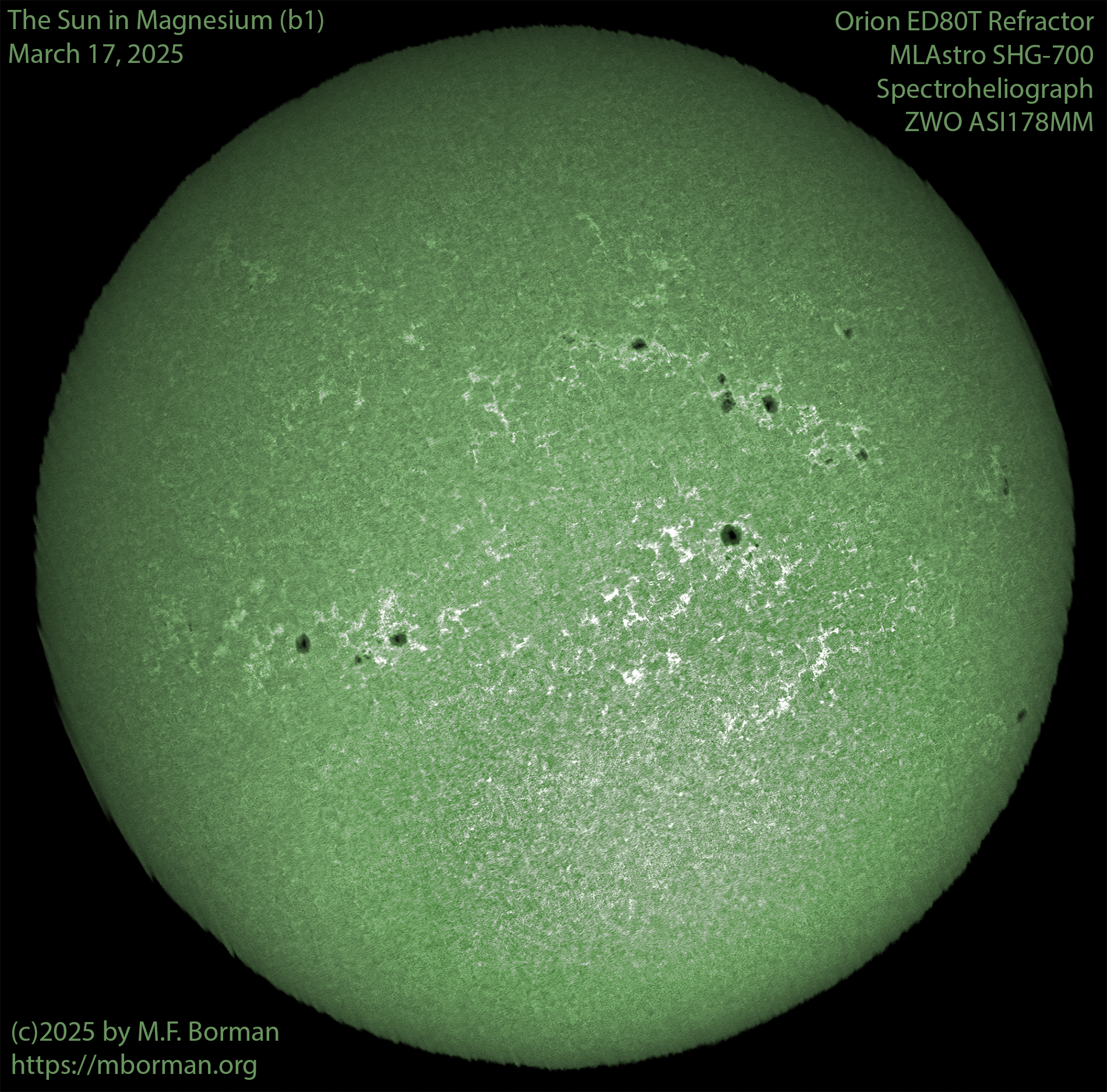 Solar image in magnesium (b1) 03/17/25