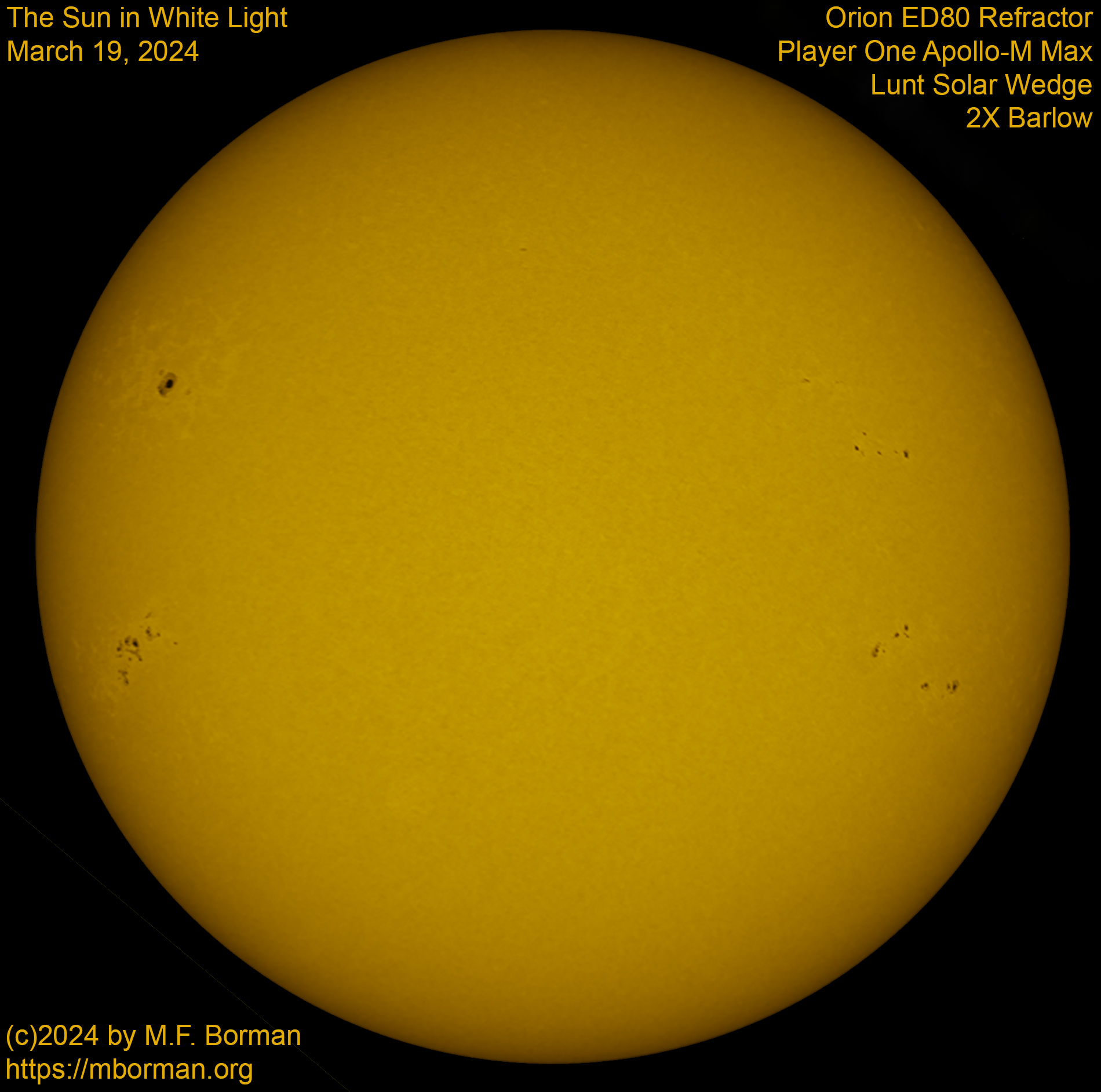Solar image in white light 03/19/24