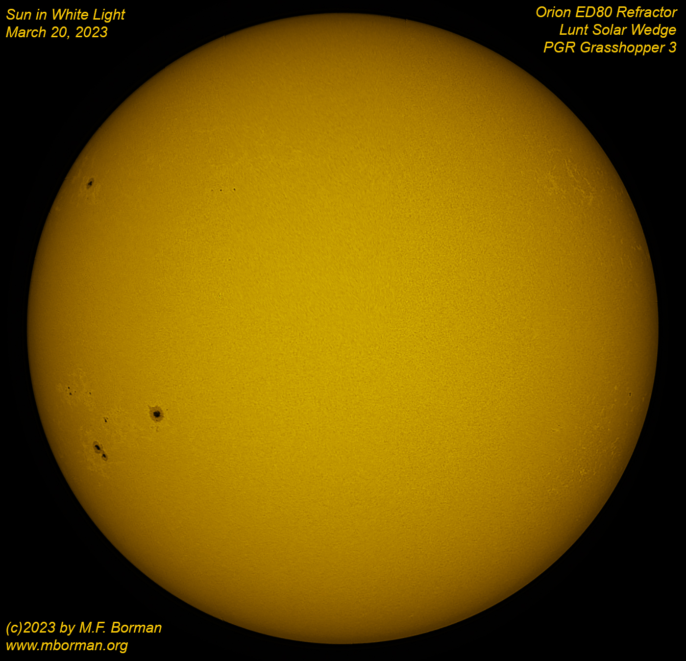 Solar disk in white light 03/20/2023
