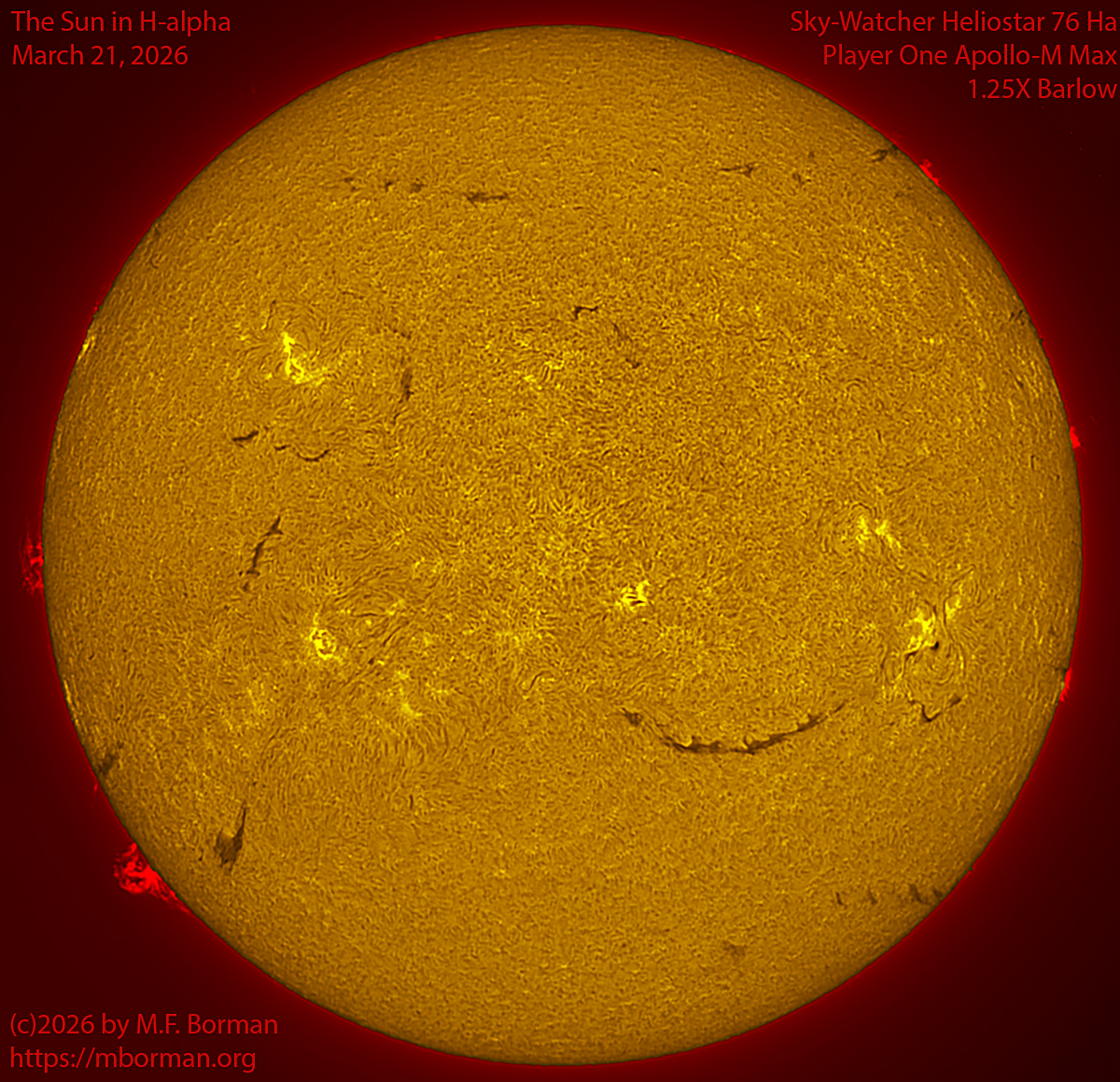 Solar image in h-alpha 03/21/26