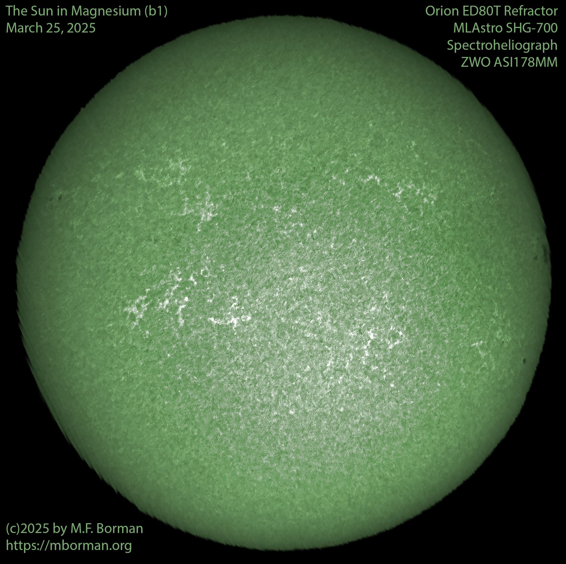 Solar image in magnesium (b1) 03/25/25