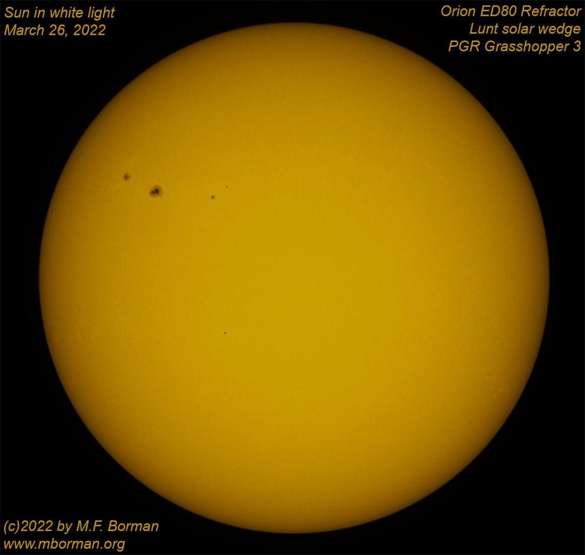 Solar disk in white light 03/26/2022