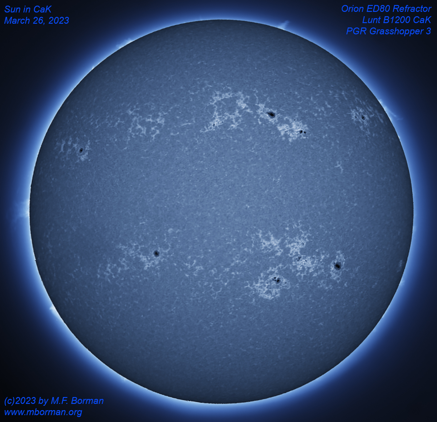 Solar disk in CaK 03/26/2023
