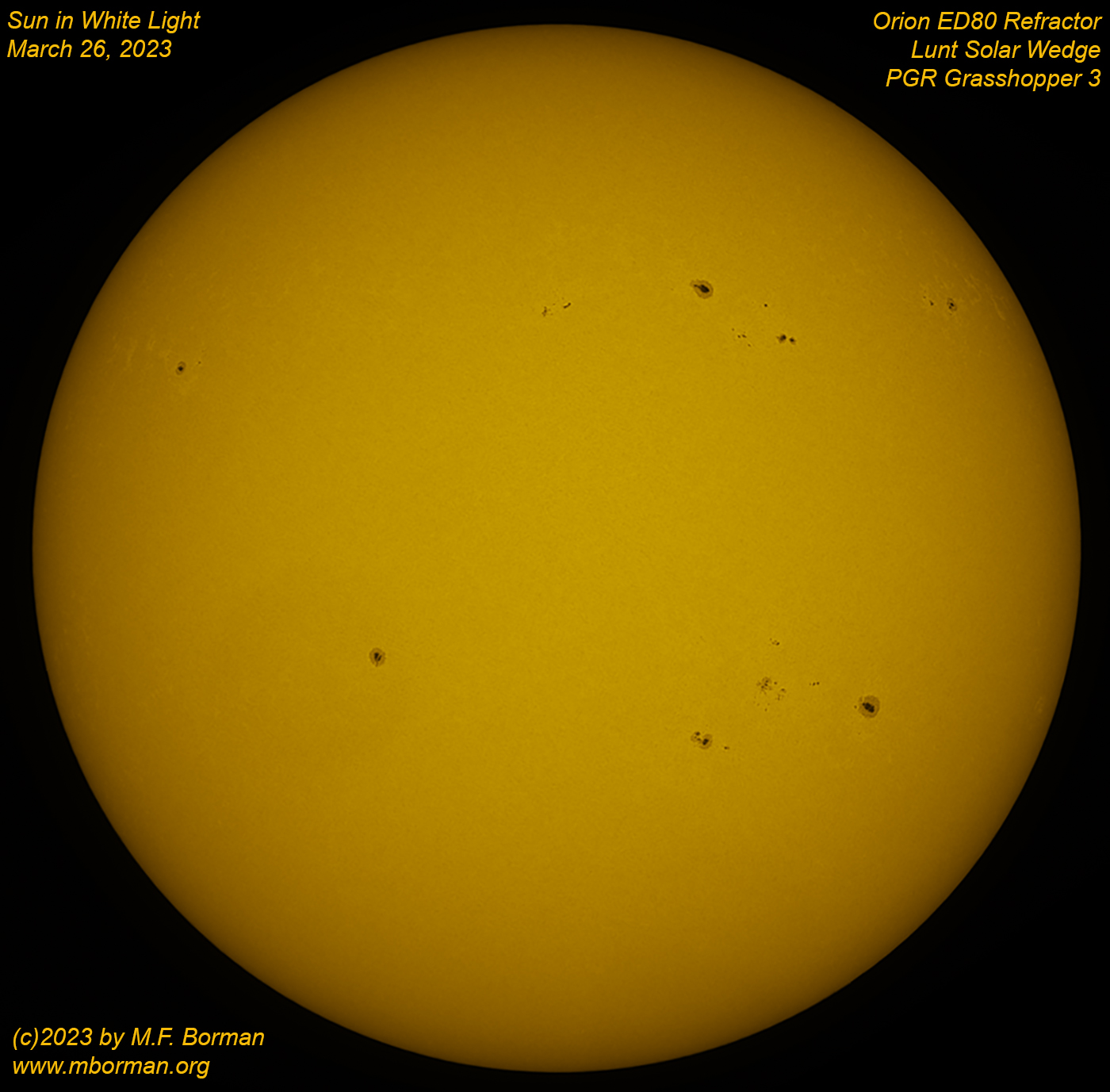 Solar disk in white light 03/26/2023