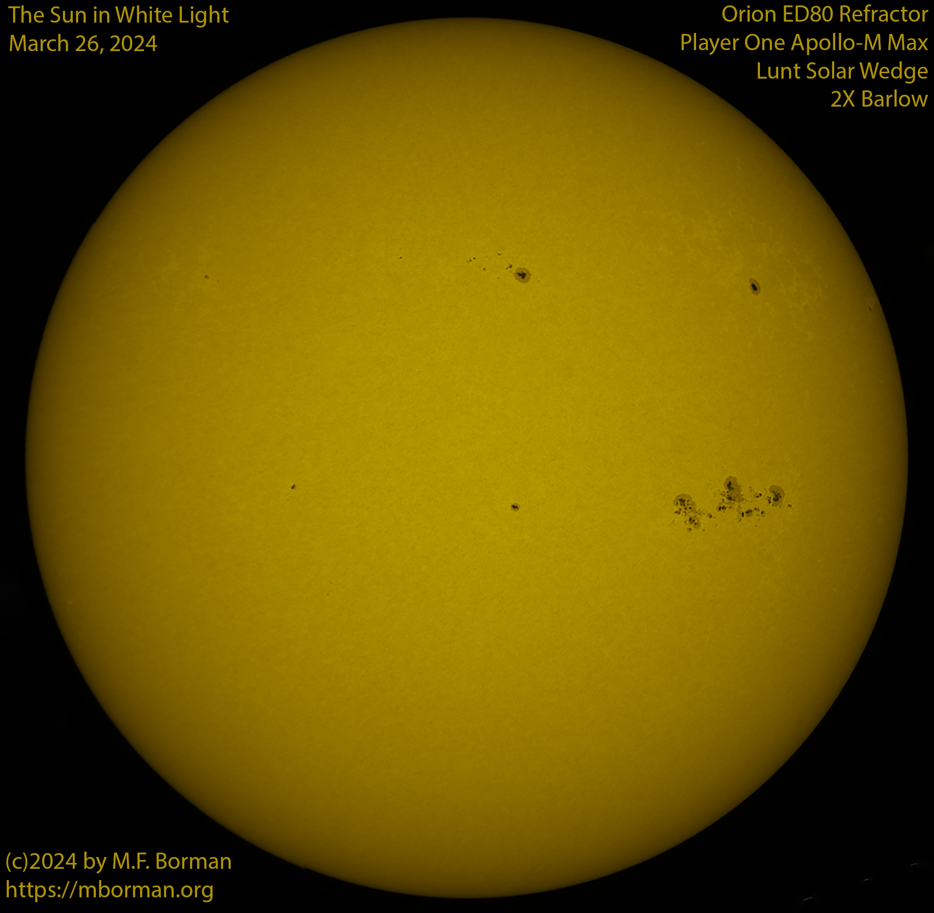 Solar image in white light 03/26/24