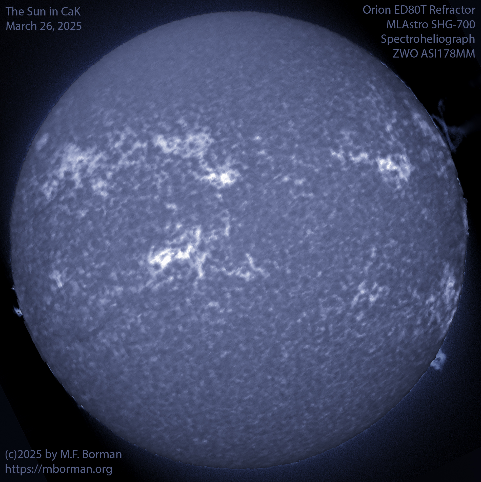 Solar image in CaK 03/26/25