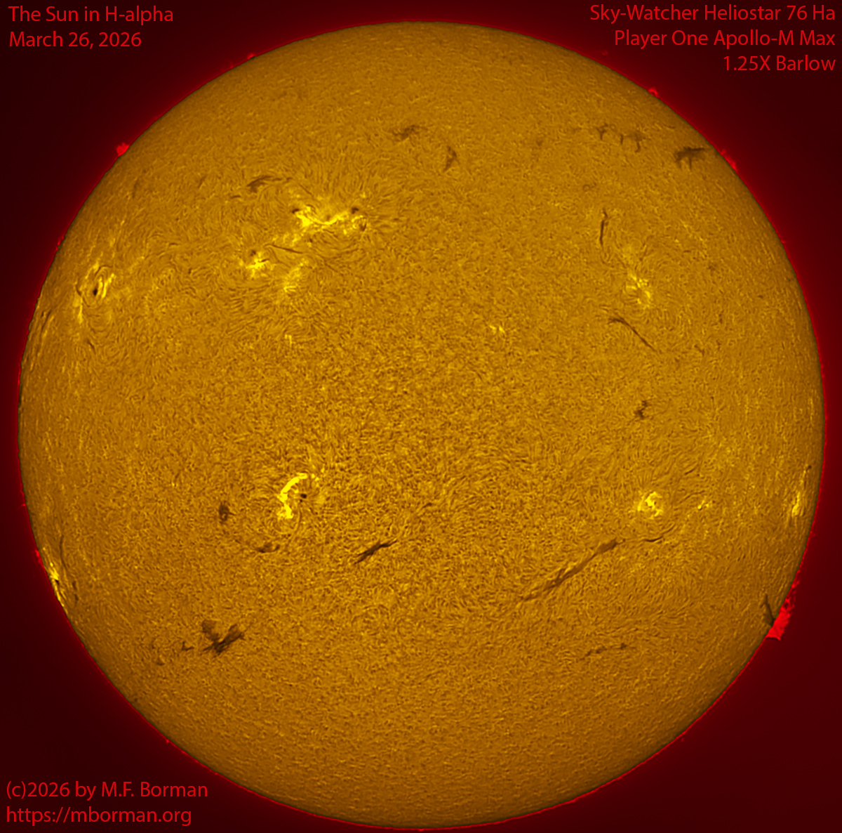 Solar image in h-alpha 03/26/26