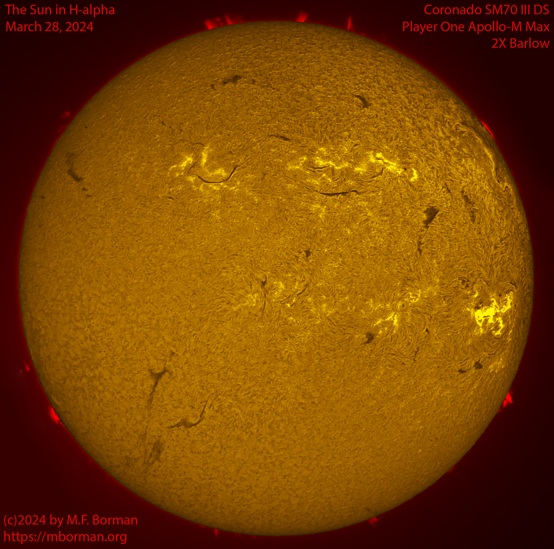 Solar image in h-alpha 03/28/24