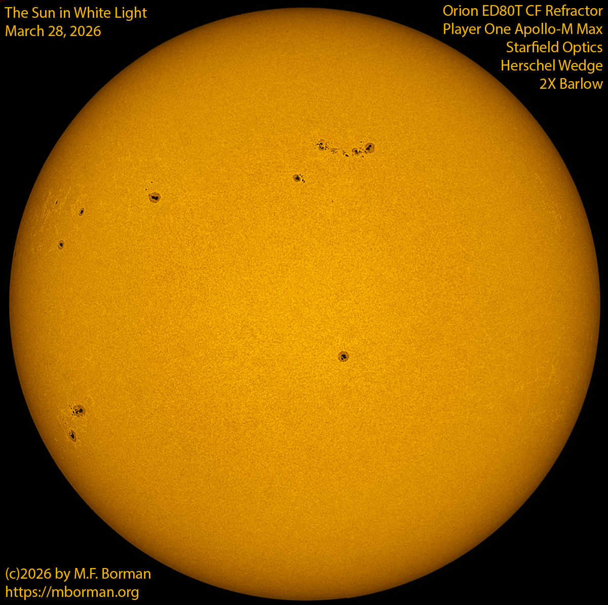 Solar image in white light 03/28/26