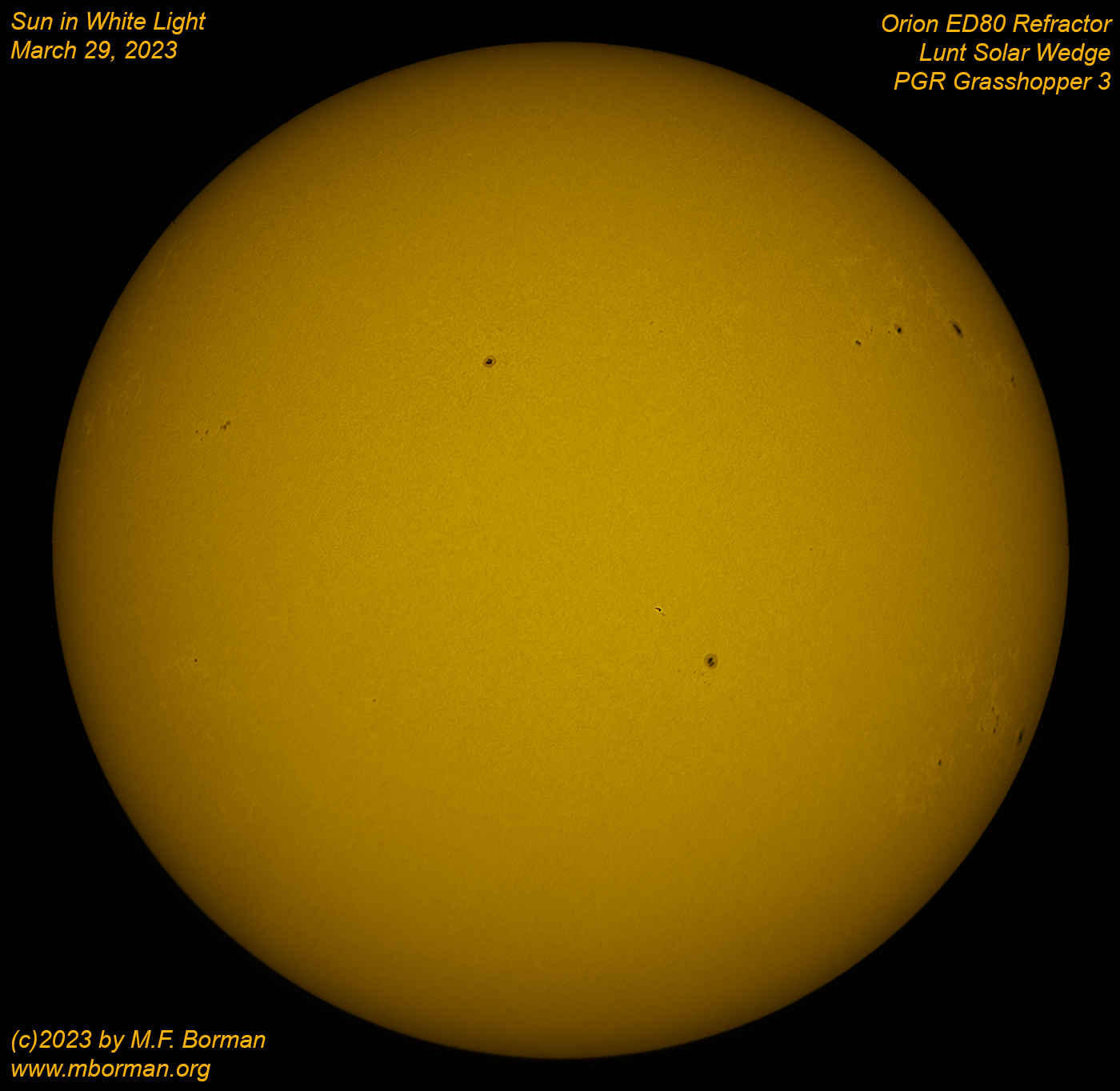 Solar disk in white light 03/29/2023