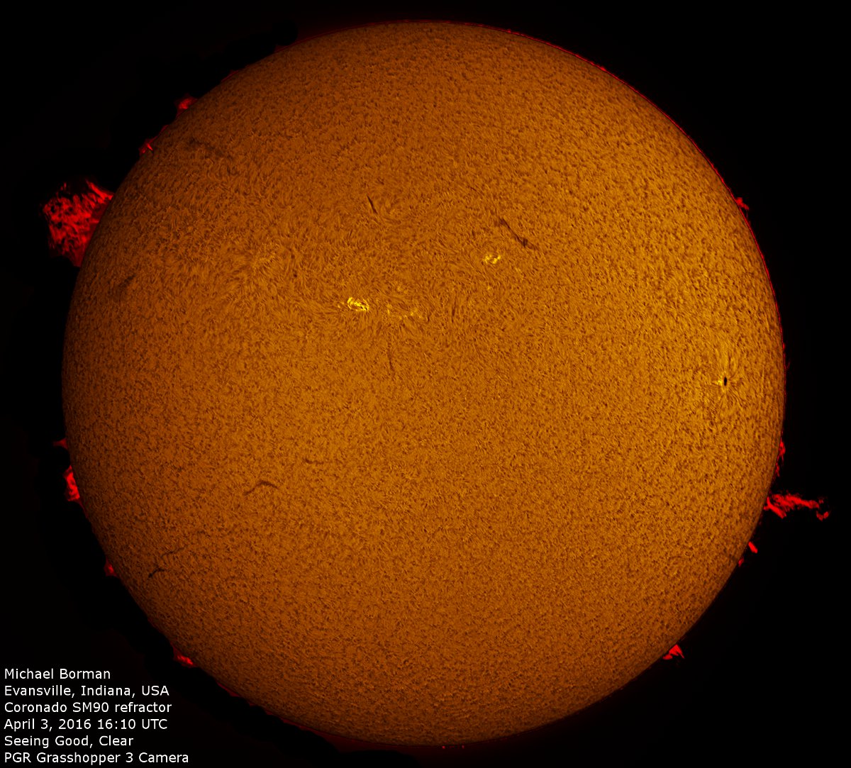 Solar Disk in h-alpha 04/03/2016