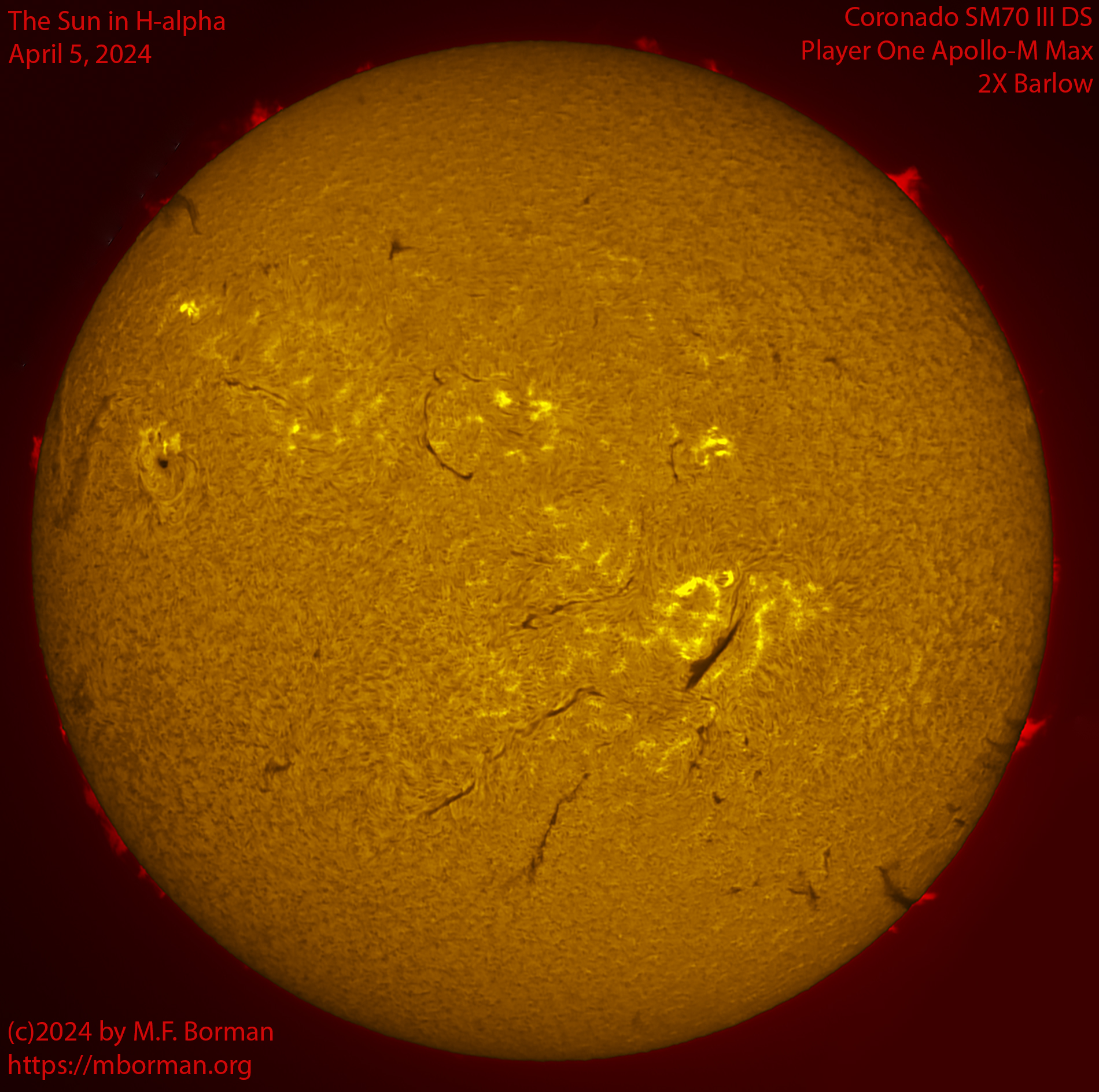 Solar image in h-alpha 04/05/24