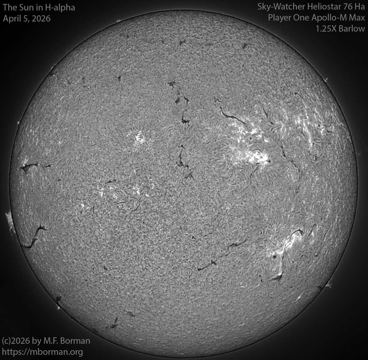 Solar image in h-alpha 04/05/26