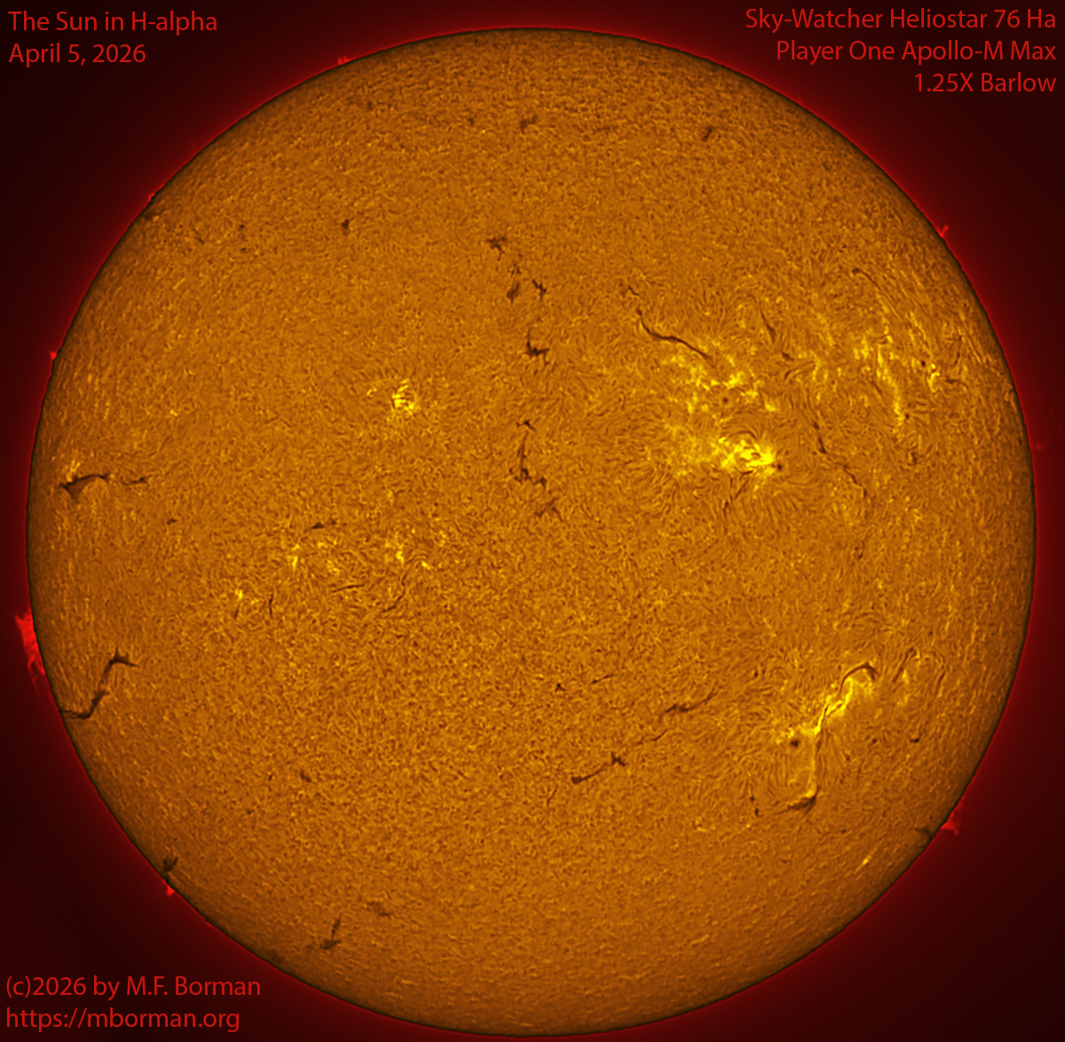 Solar image in h-alpha 04/05/26