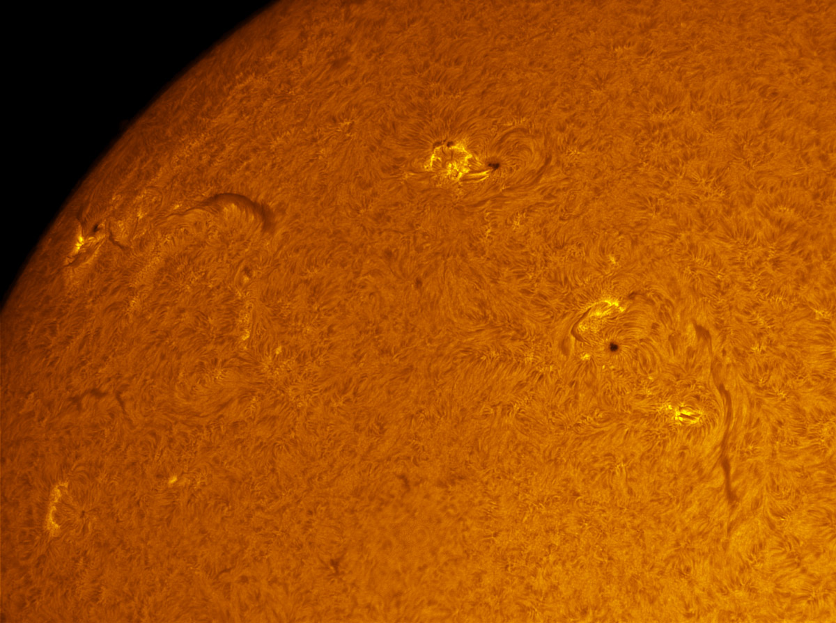 Sunspots 1714, 1718, and 1719 in h-alpha 04/06/2013