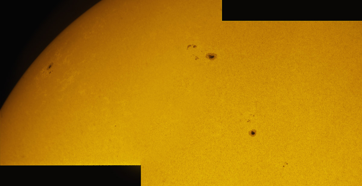 Sunspots 1714, 1718, and 1719 in white light 04/06/2013
