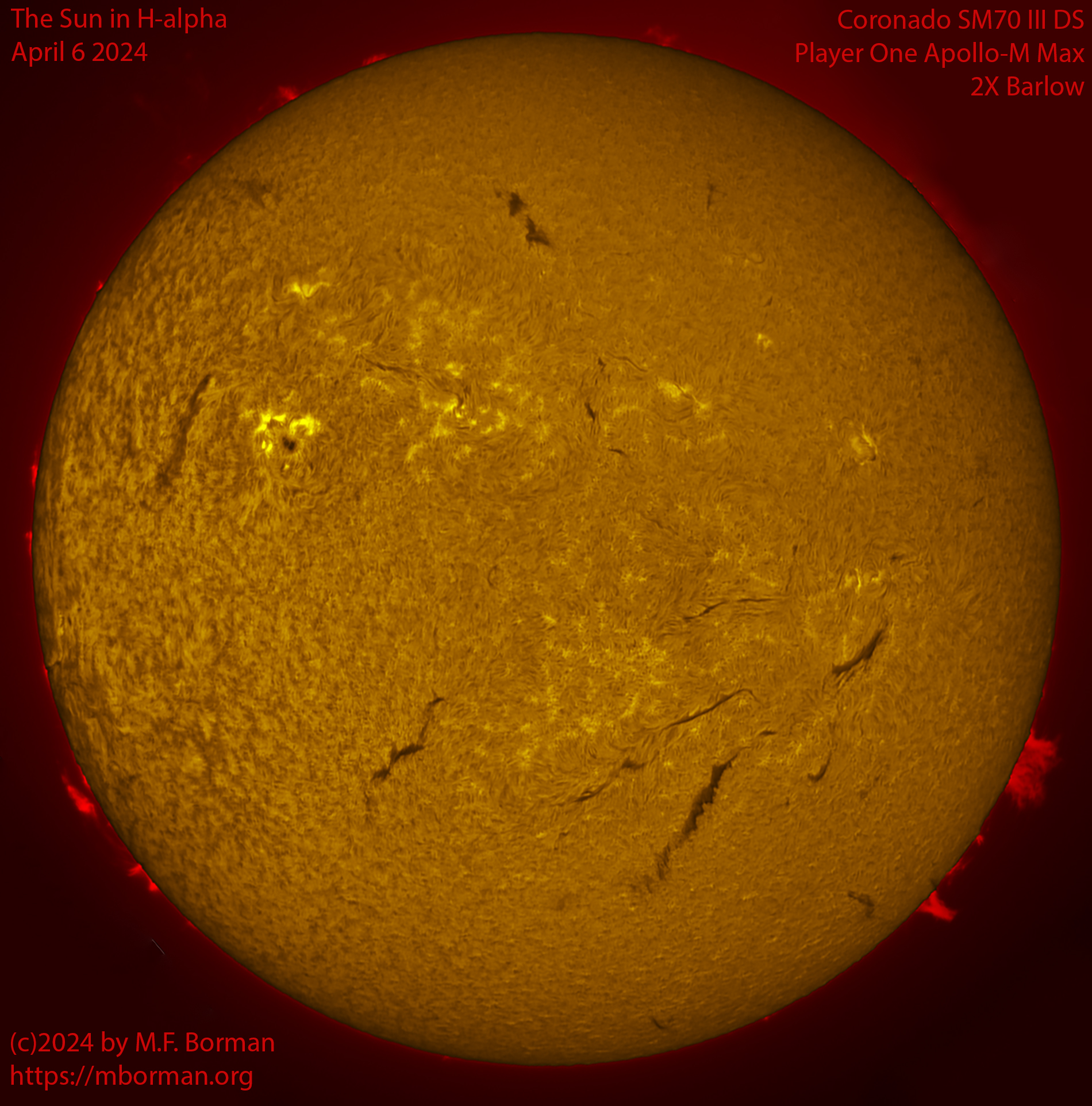 Solar image in h-alpha 04/06/24