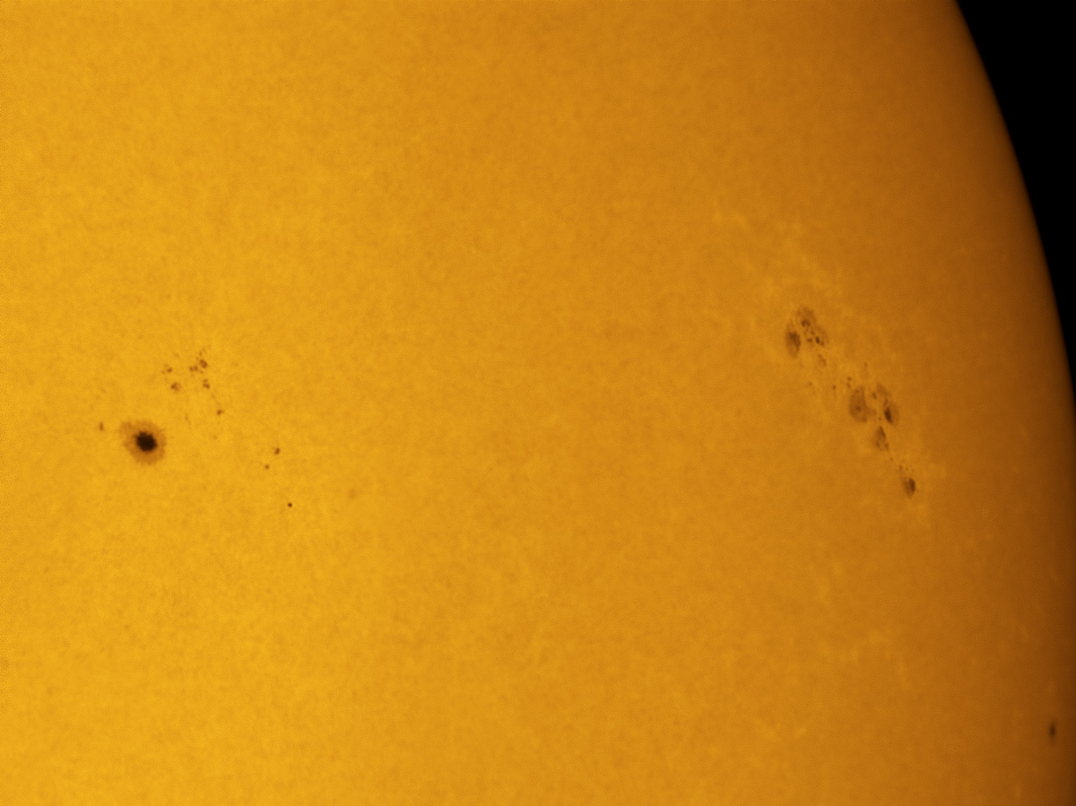 Sunspots 1718 and 1719 in white light 04/13/2013