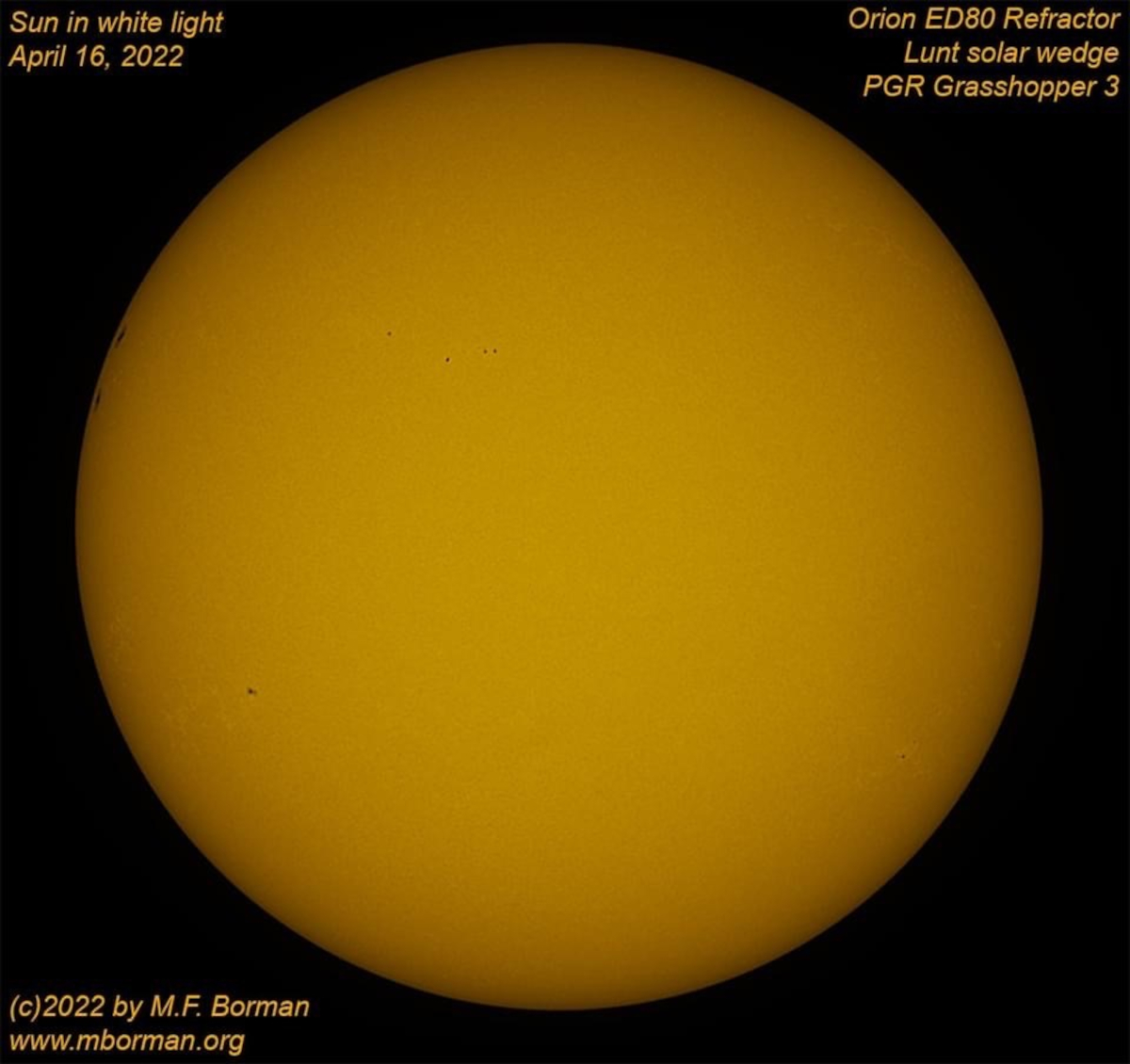 Solar disk in white light 04/16/2022