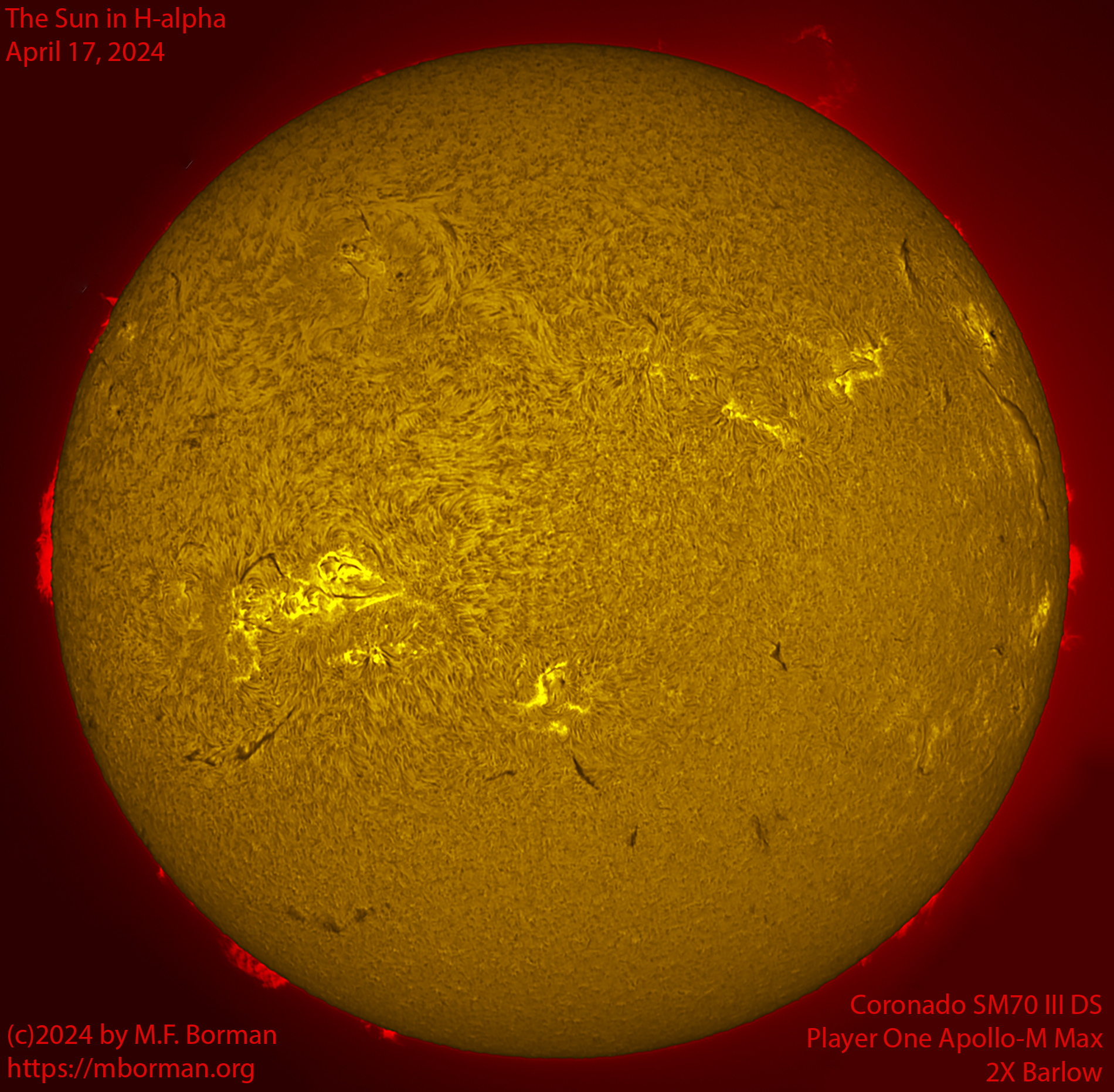 Solar image in h-alpha 04/17/24