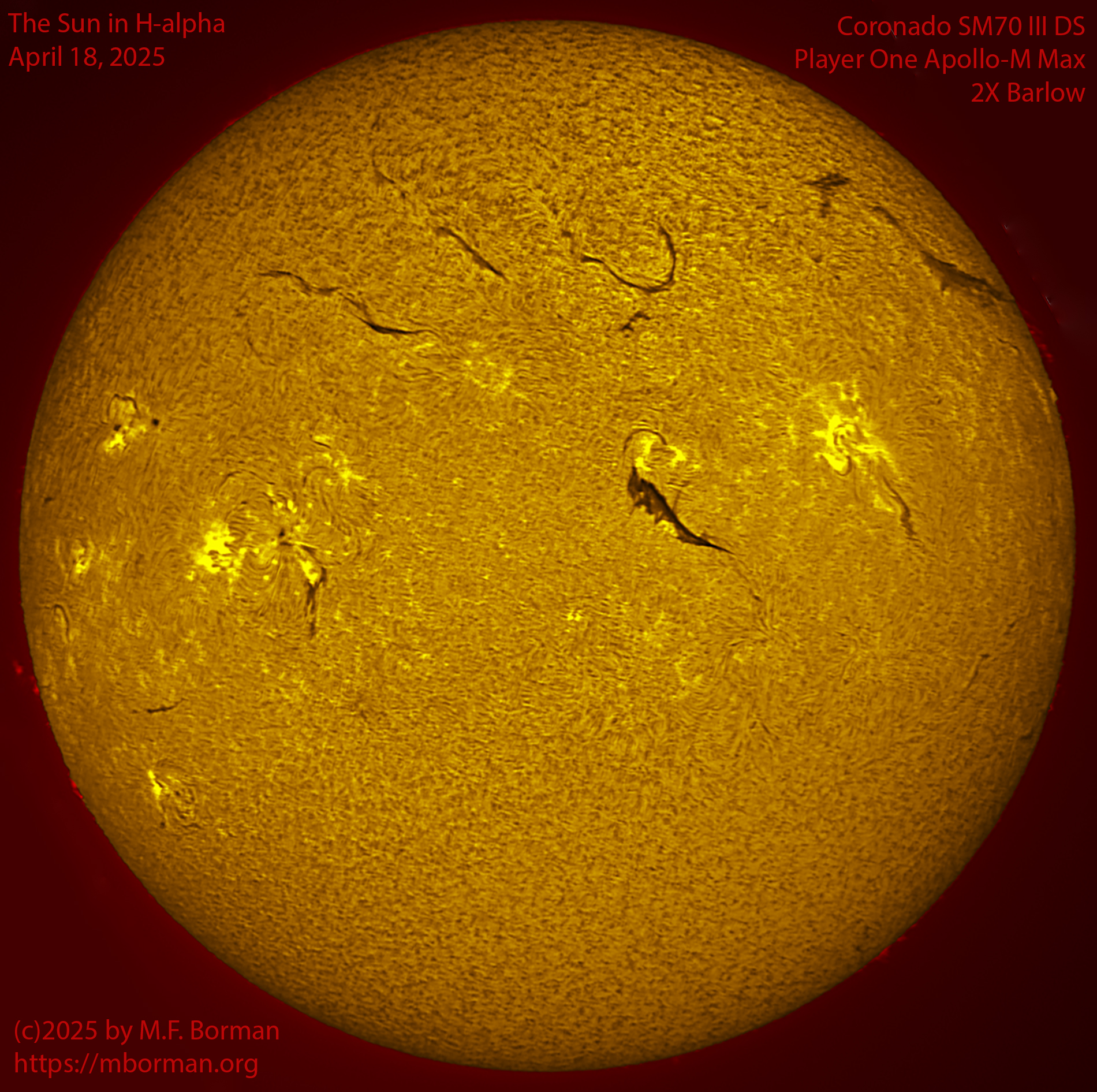 Solar image in h-alpha 04/18/25