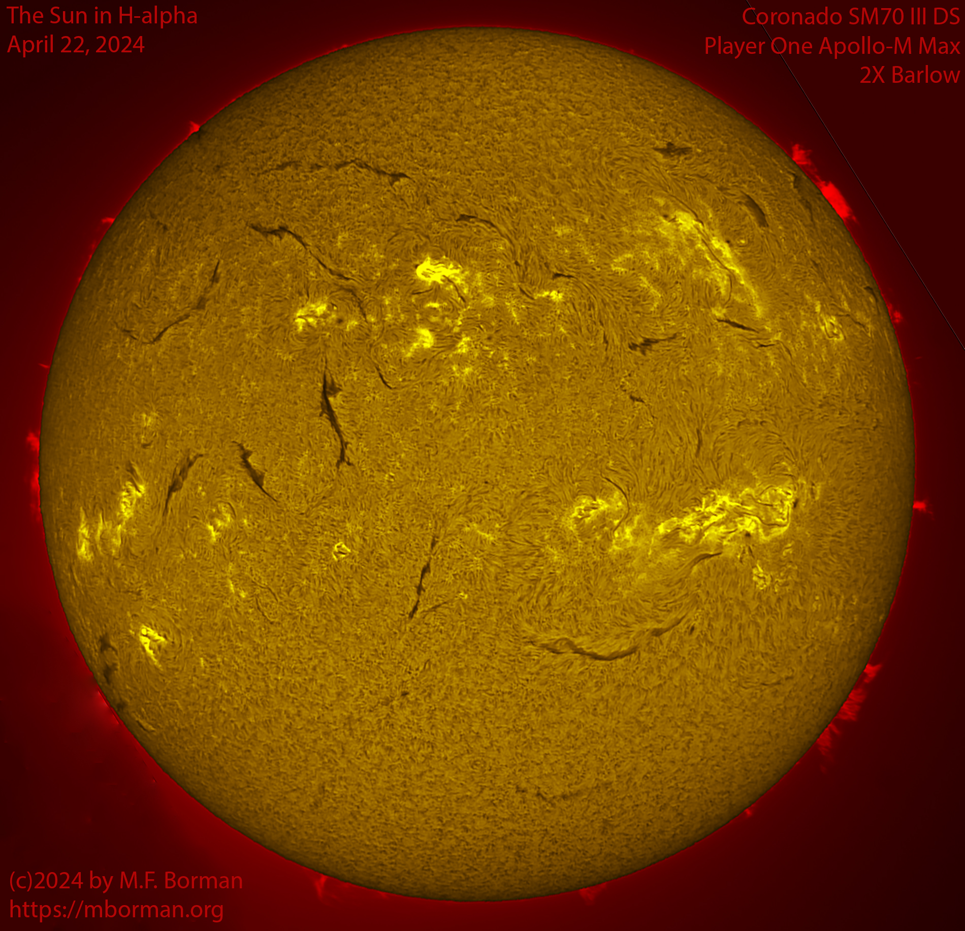 Solar image in h-alpha 04/22/24