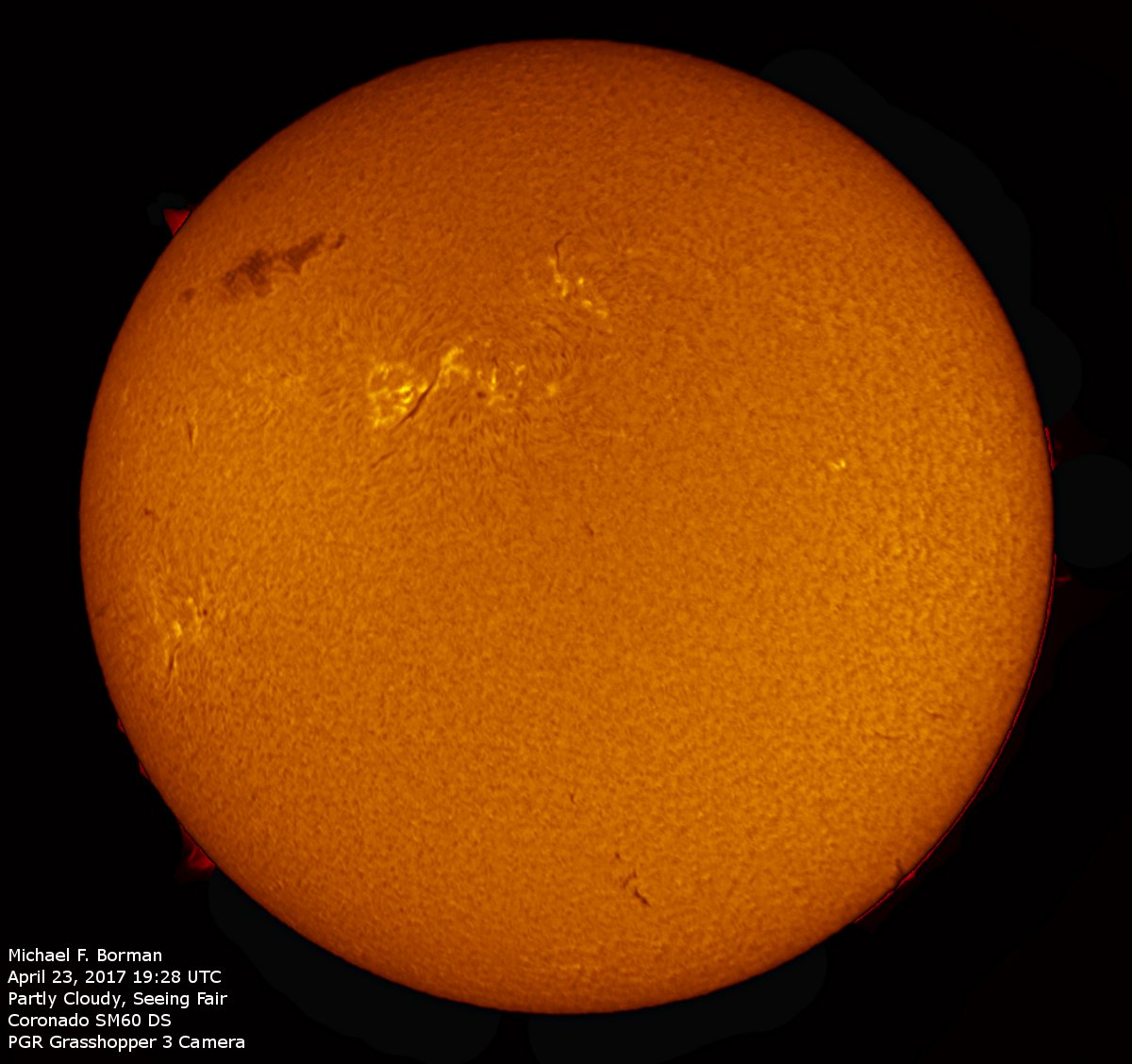 Solar Disk in h-alpha 04/23/2017