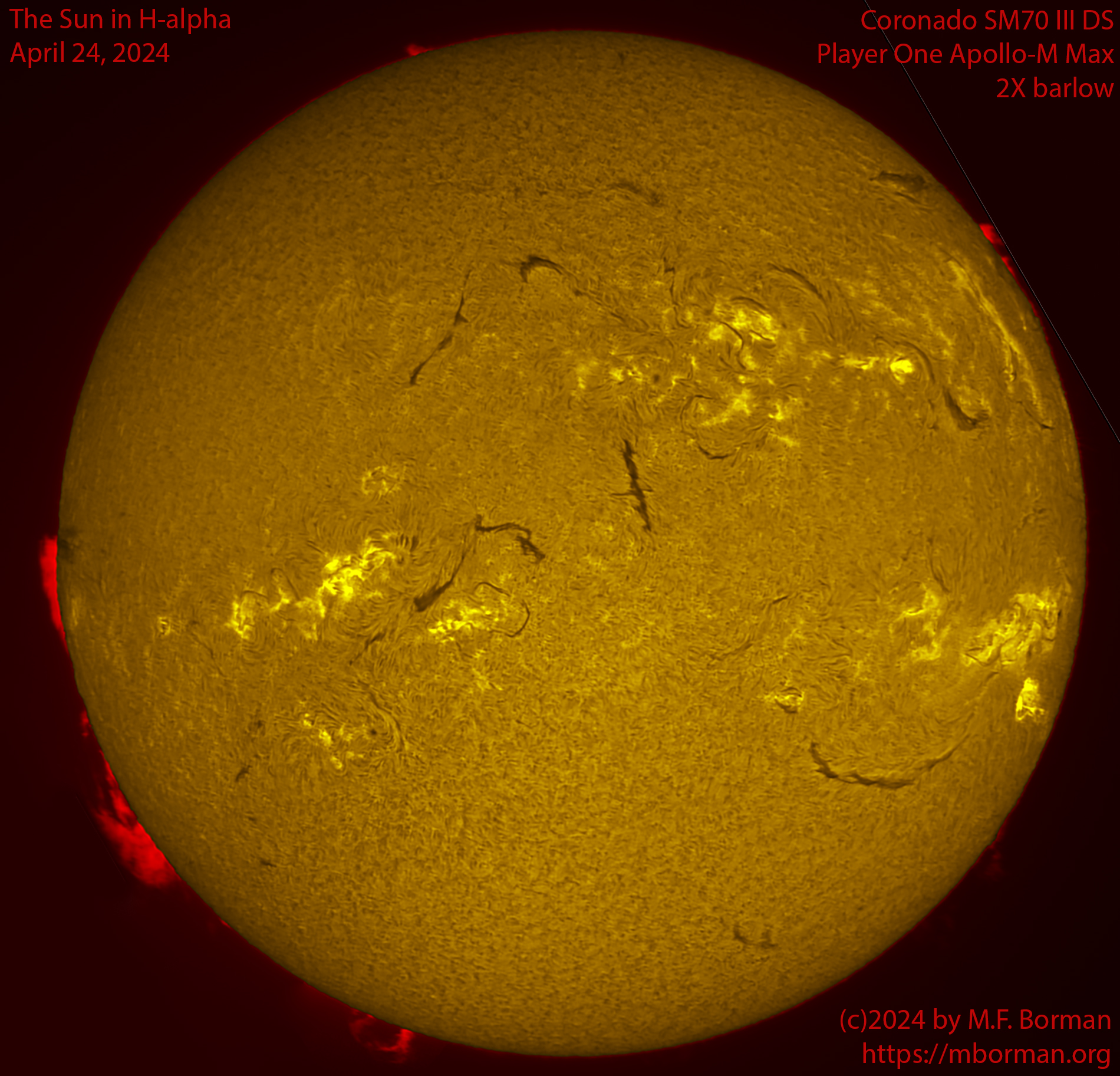 Solar image in h-alpha 04/24/24