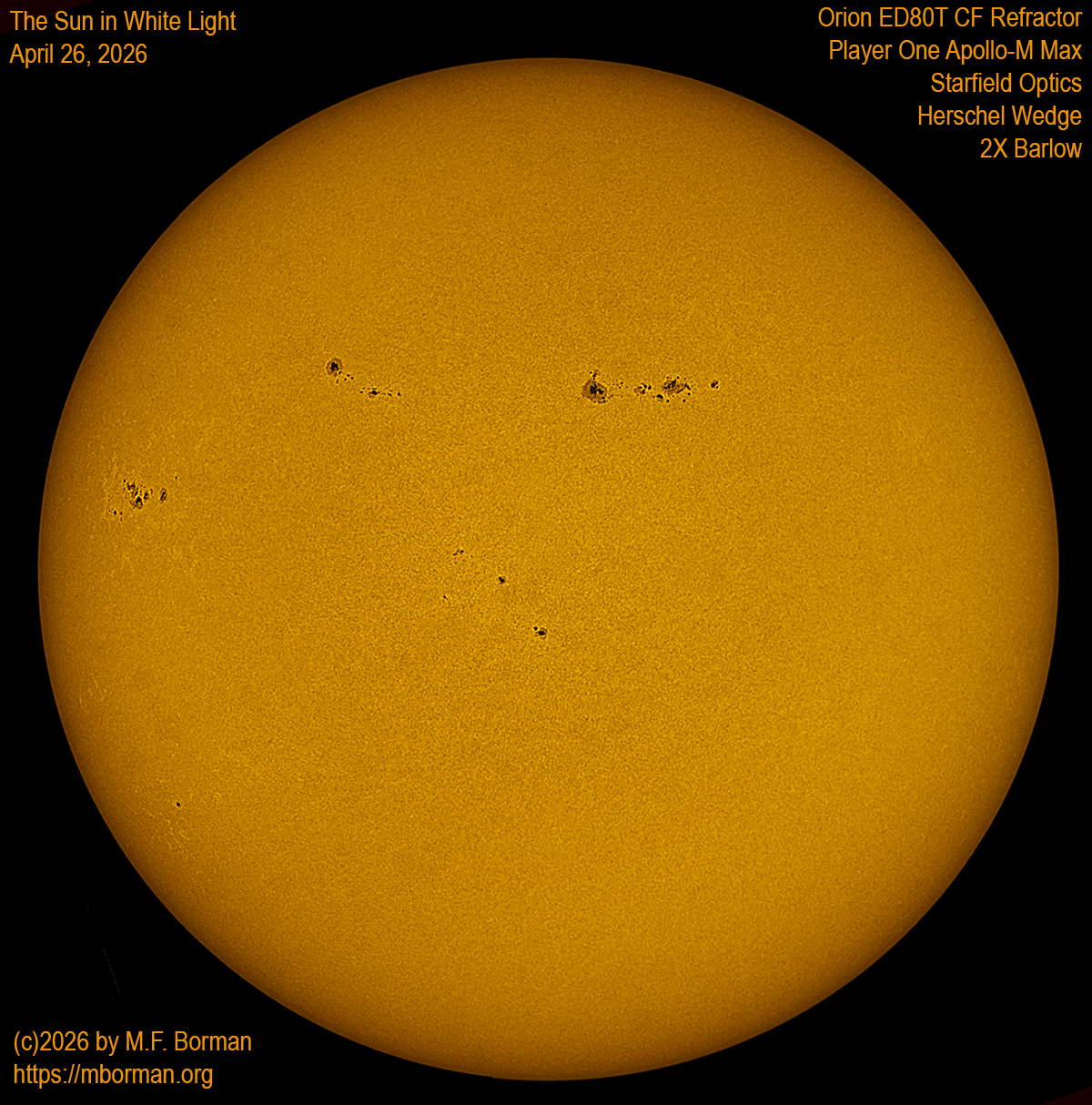 Solar image in white light 04/26/26