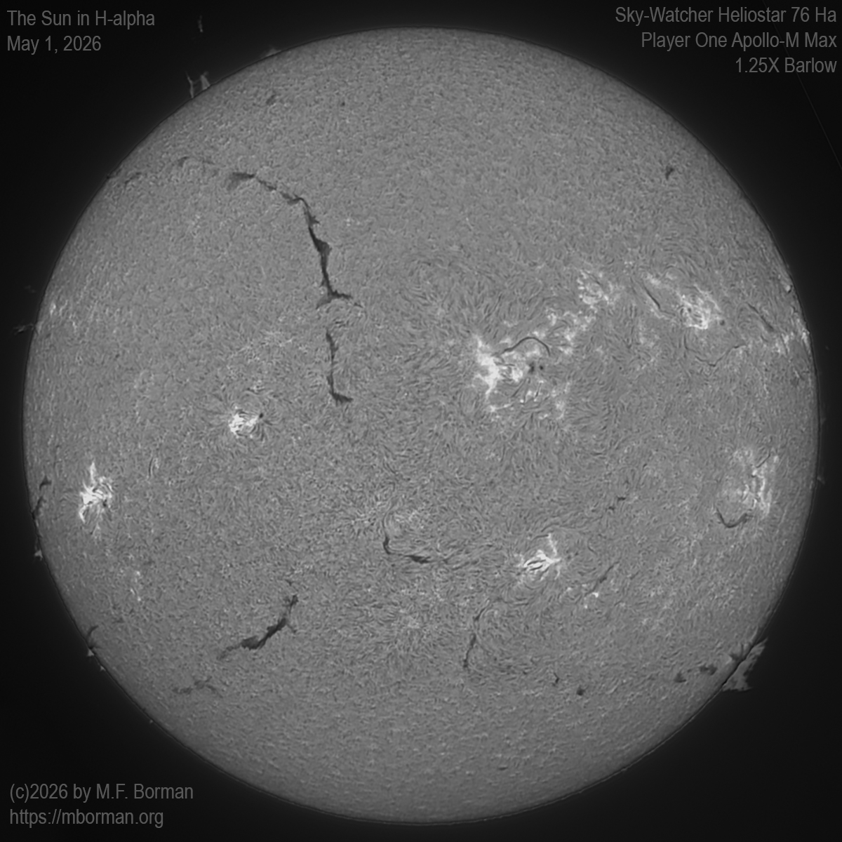 Solar image in h-alpha 05/01/26