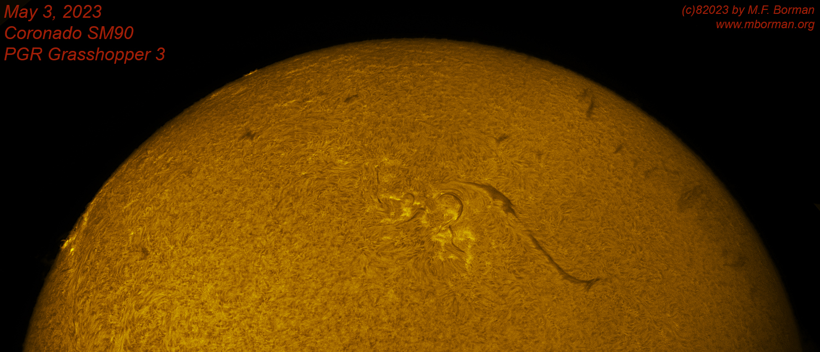 Solar disk in h-alpha 05/03/2023