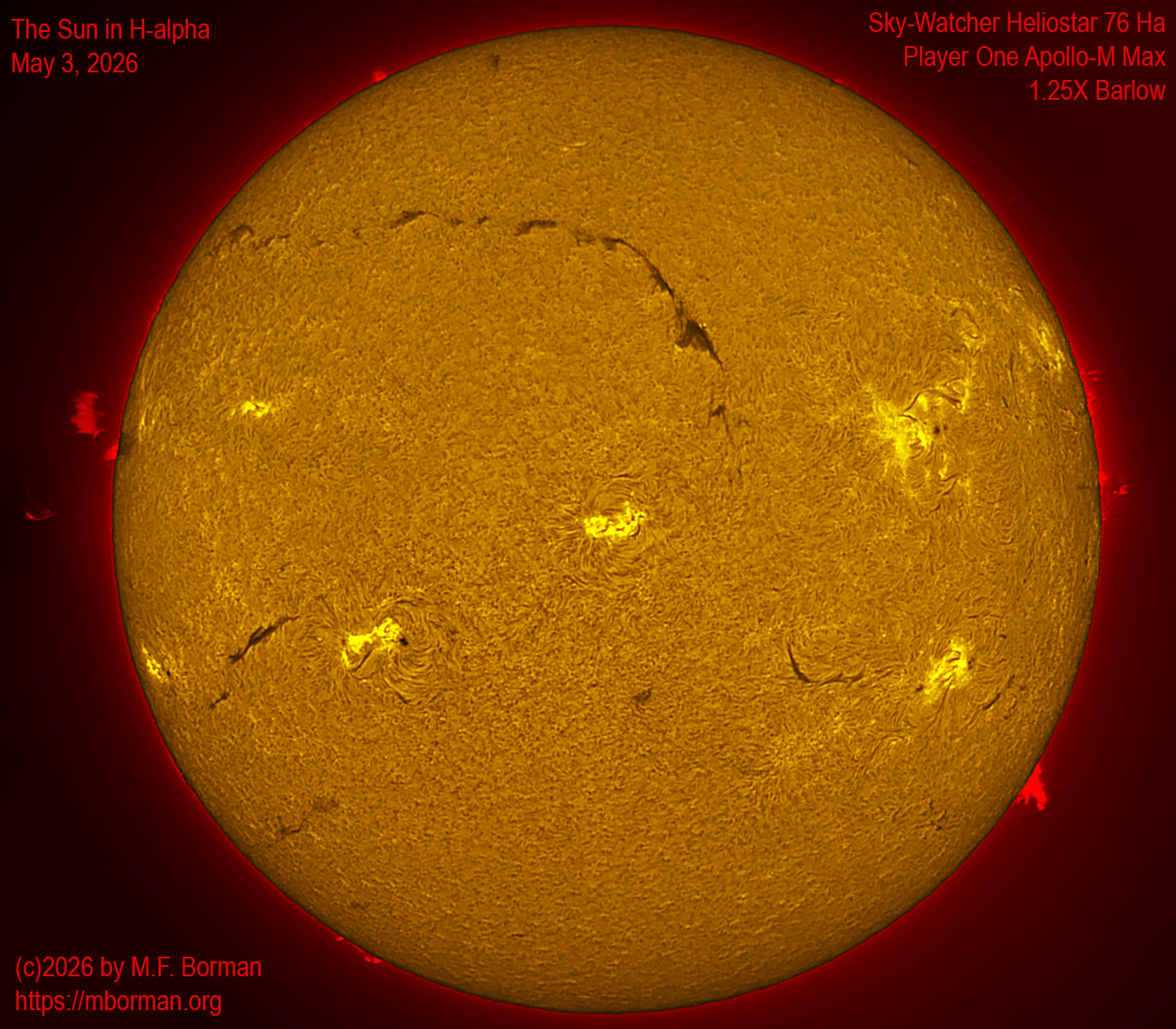 Solar image in h-alpha 05/03/26