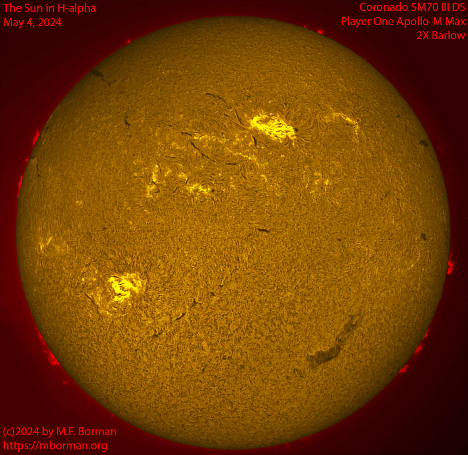 Solar image in h-alpha 05/04/24