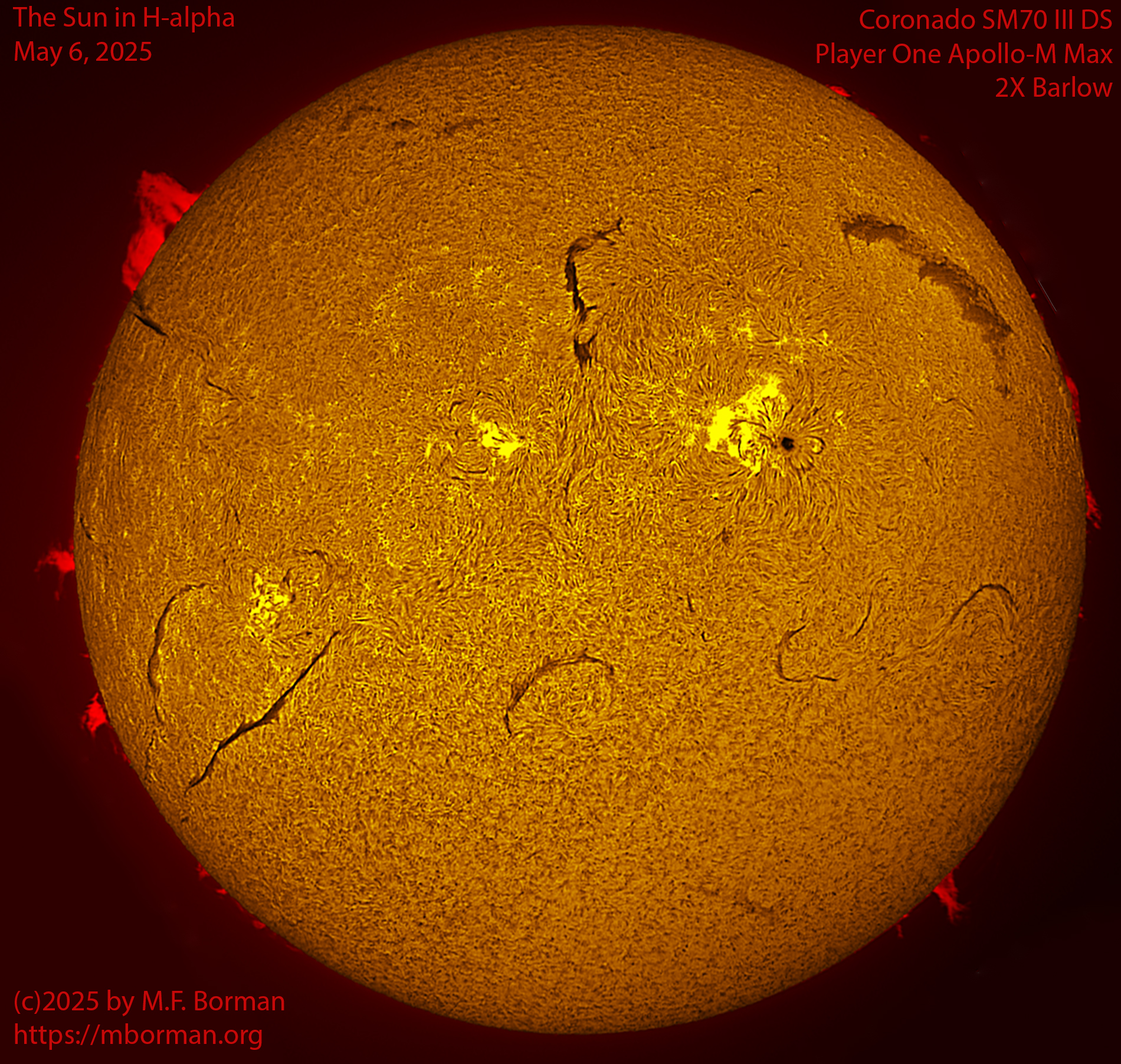 Solar image in h-alpha 05/06/25