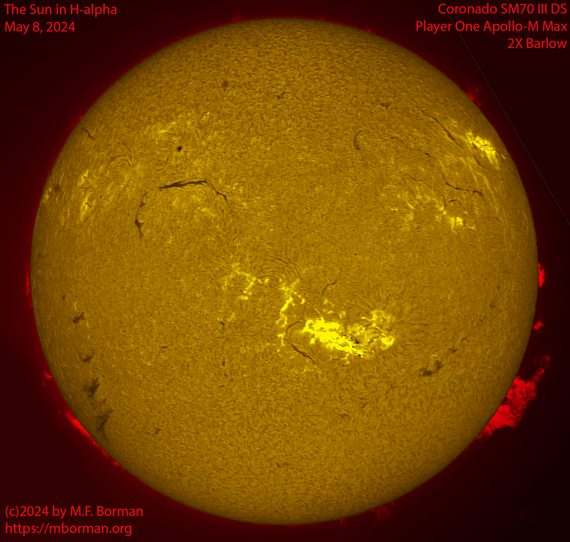 Solar image in h-alpha 05/08/24