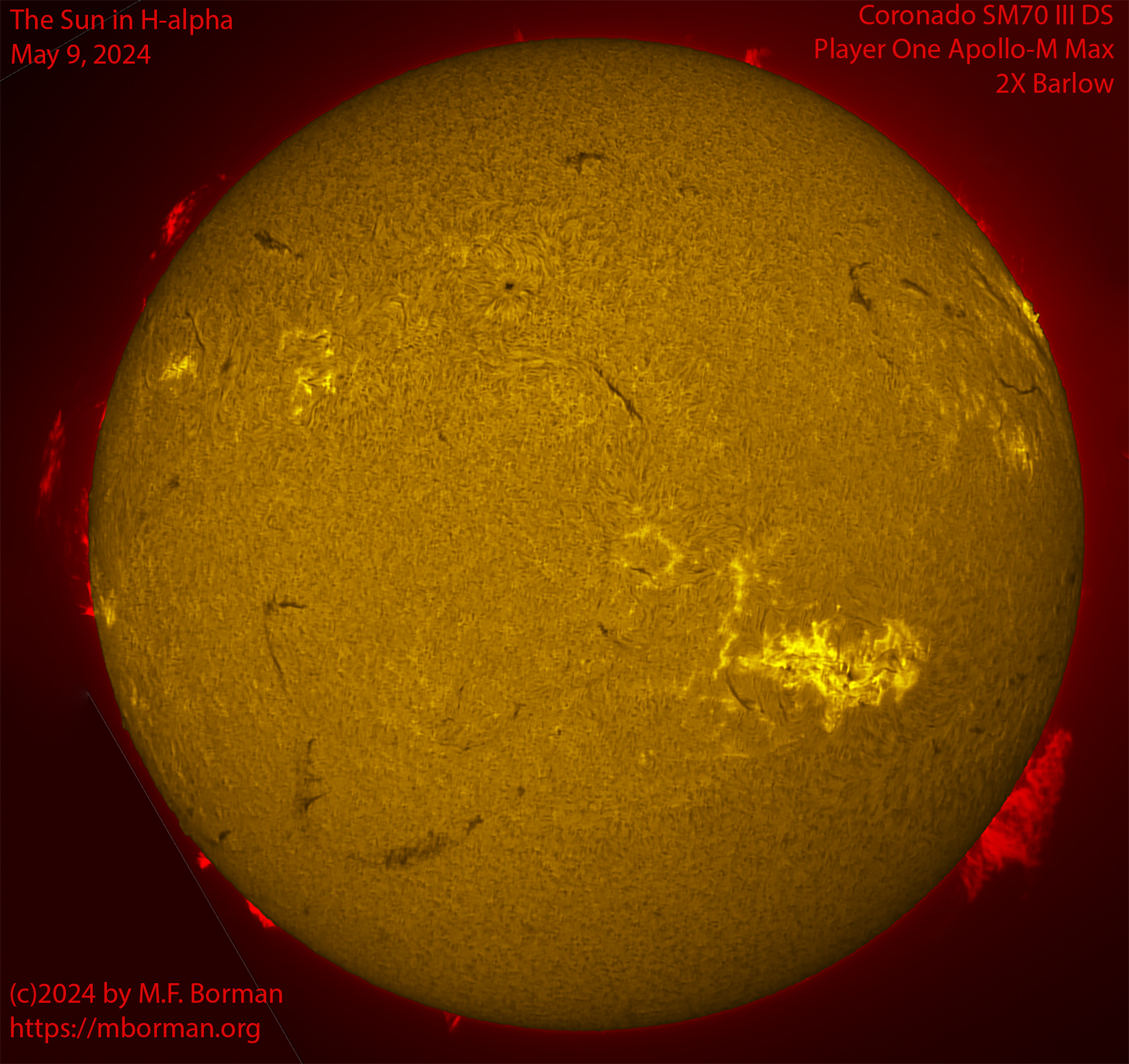 Solar image in h-alpha 05/09/24
