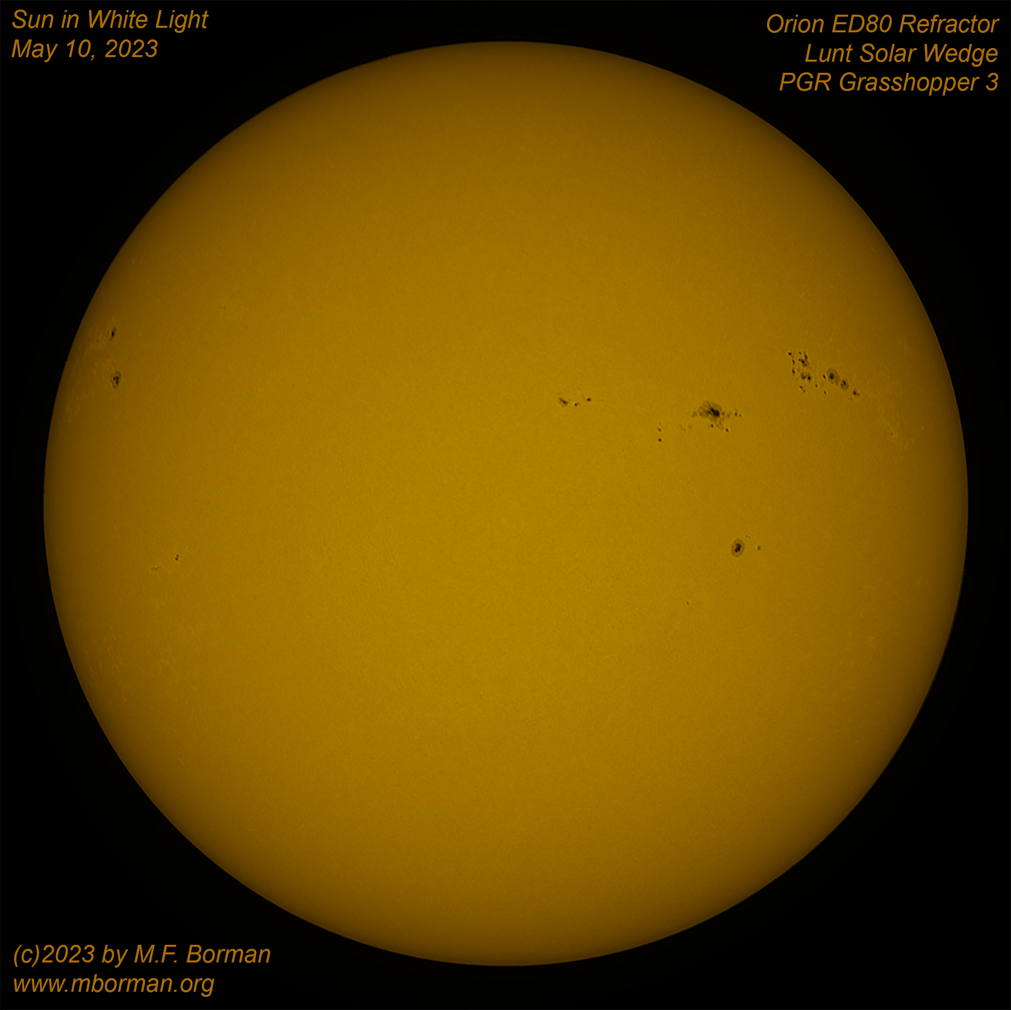Solar disk in white light 05/10/2023