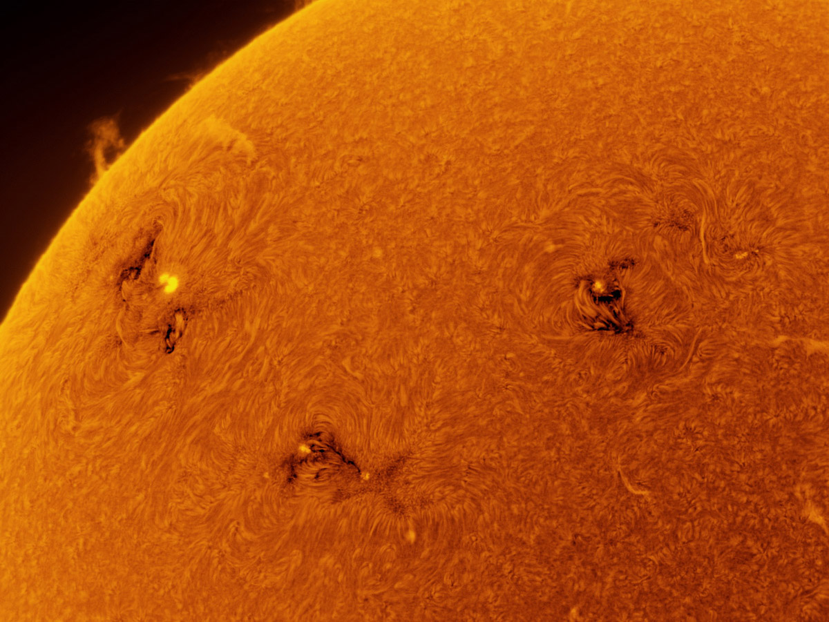 Sunspots 1743, 1744, and 1745 in h-alpha (inverted) 05/12/2013