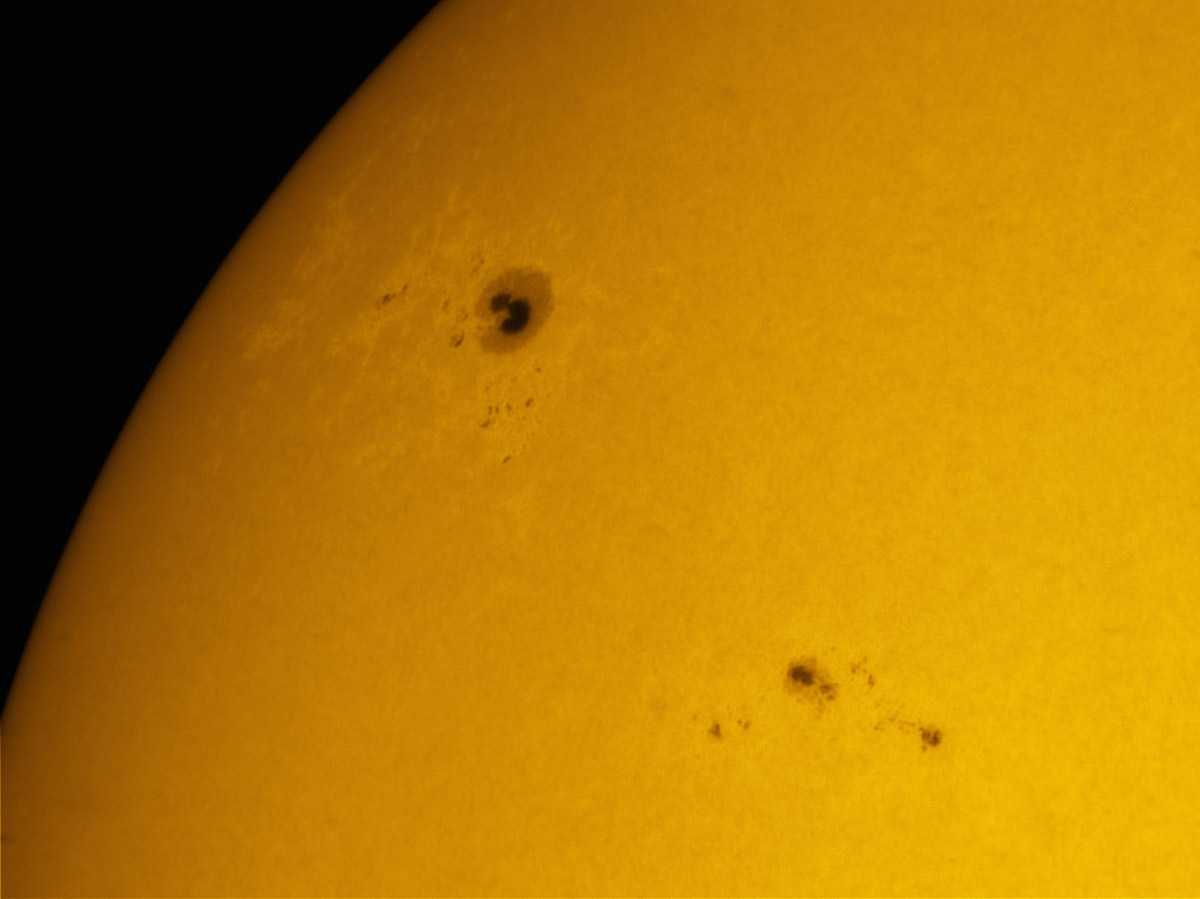 Sunspots 1744, and 1745 in white light 05/12/2013