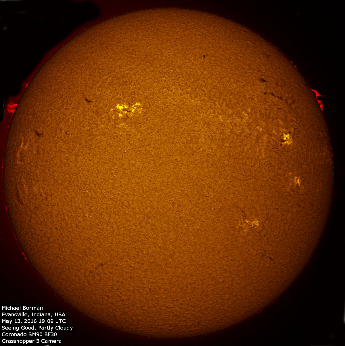 Solar Disk in h-alpha 05/13/2016