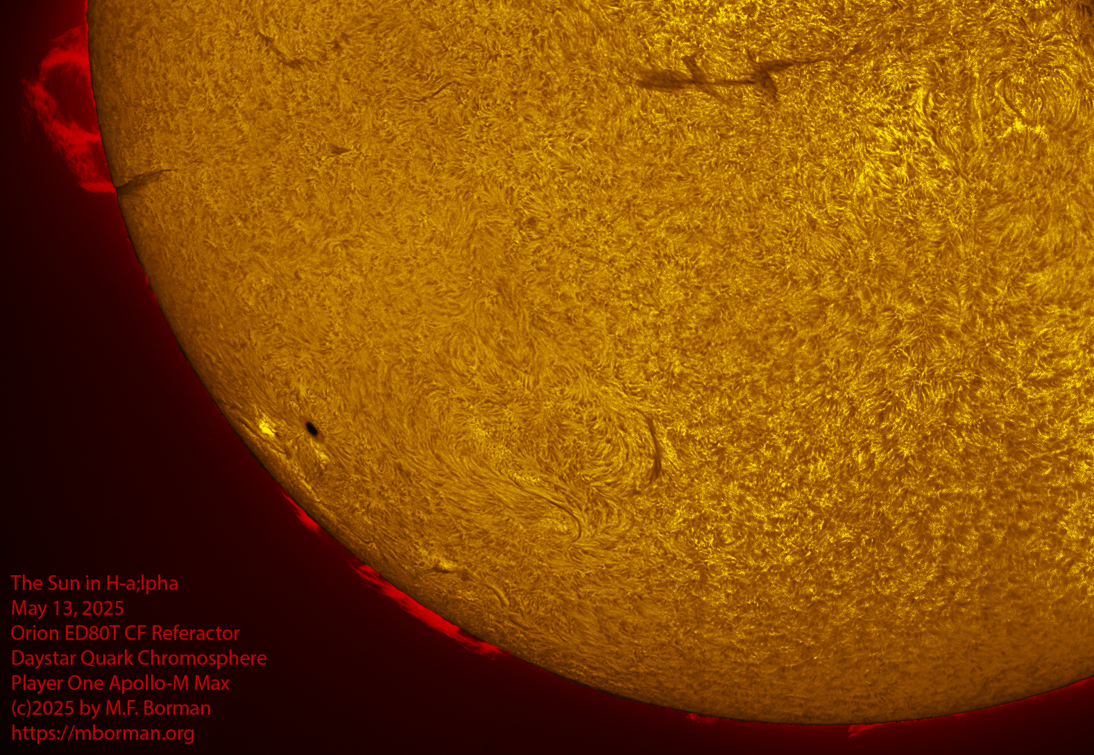 Solar image in h-alpha 05/13/25