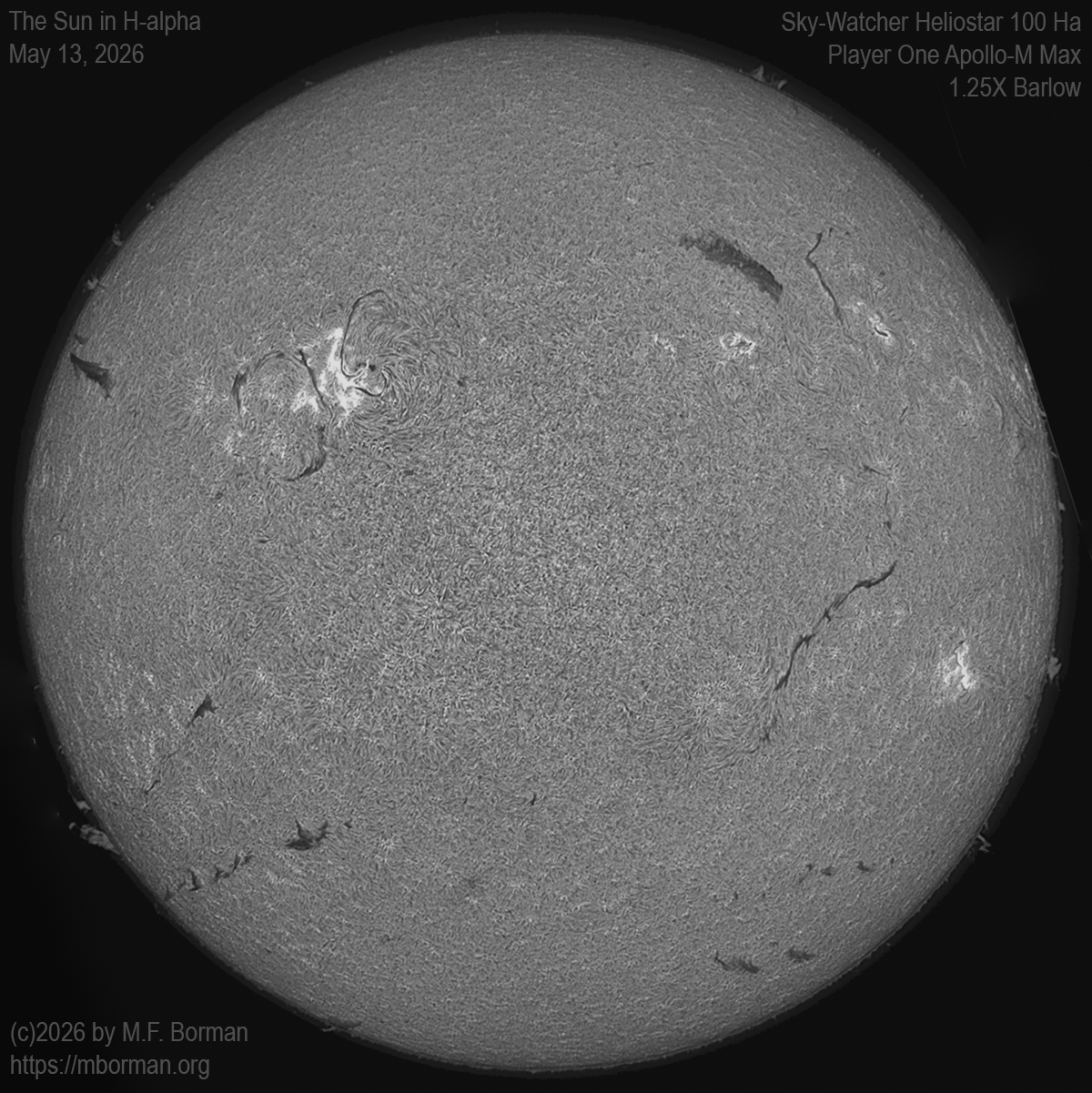Solar image in h-alpha 05/13/26