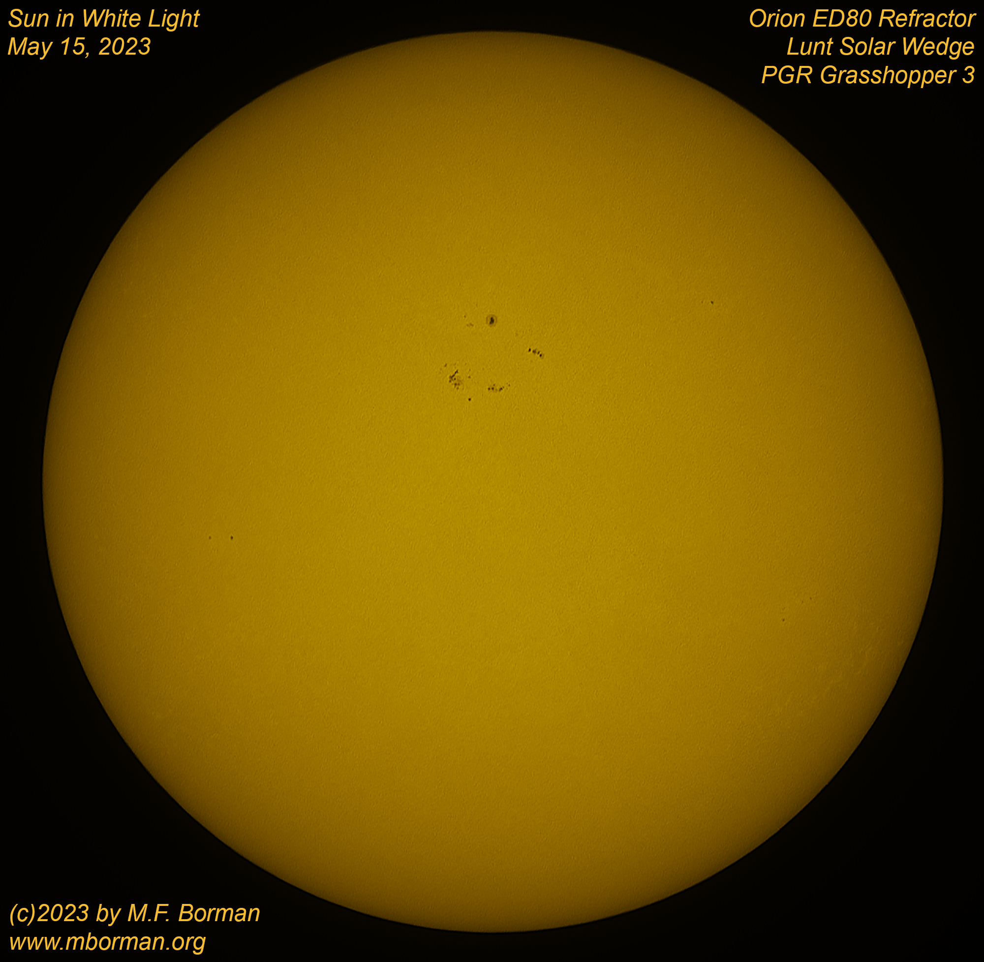 Solar disk in white light 05/15/2023