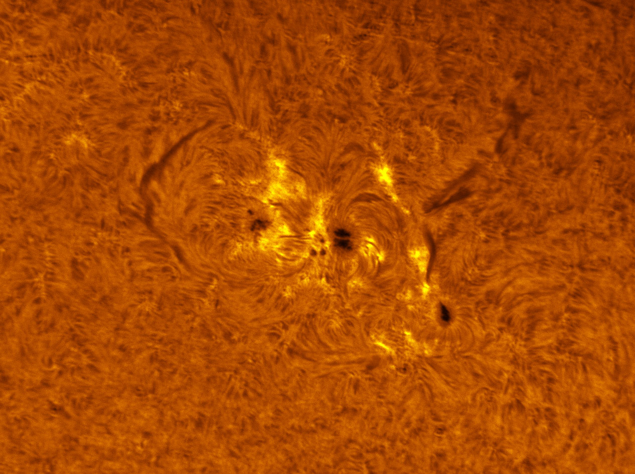 Sunspot 1479 and 1482 in h-alpha 05/18/2012