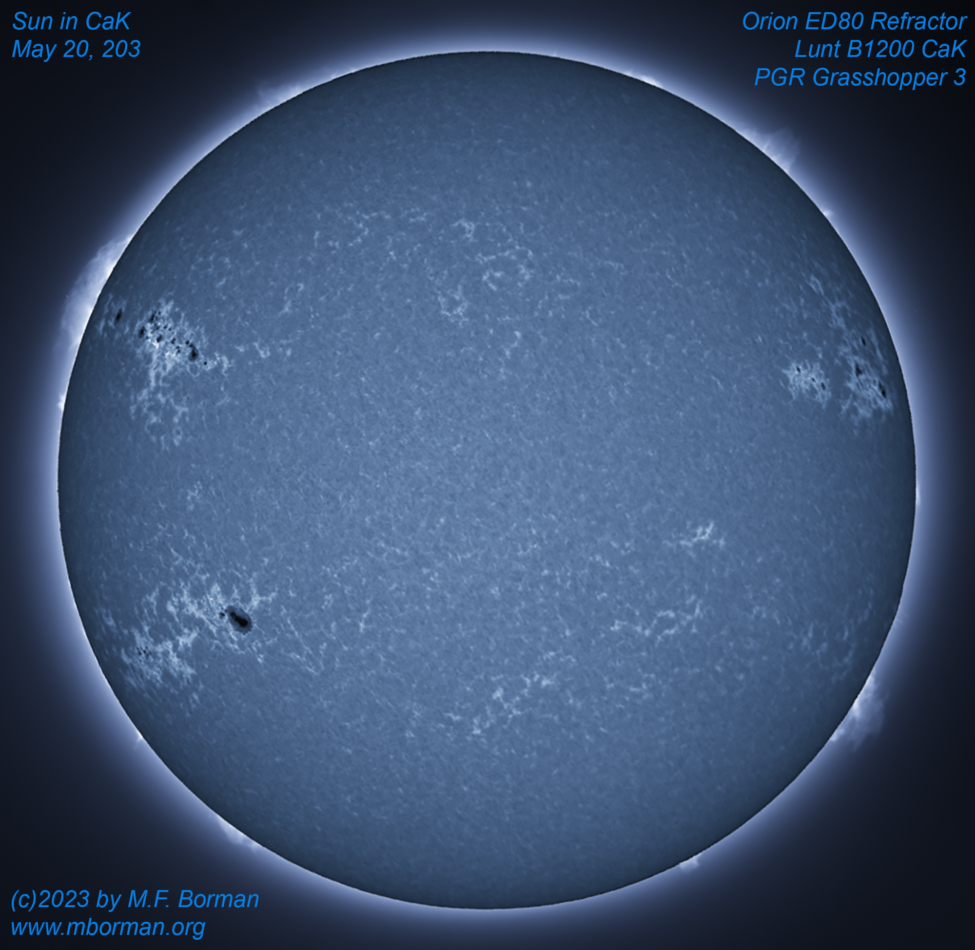 Solar disk in CaK 05/20/2023