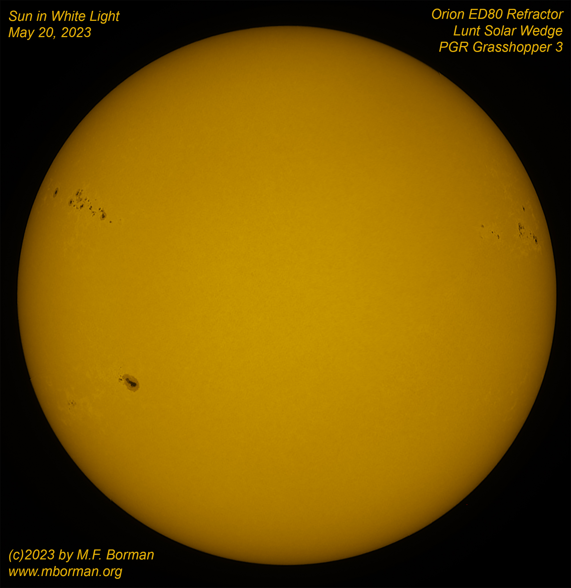 Solar disk in white light 05/20/2023