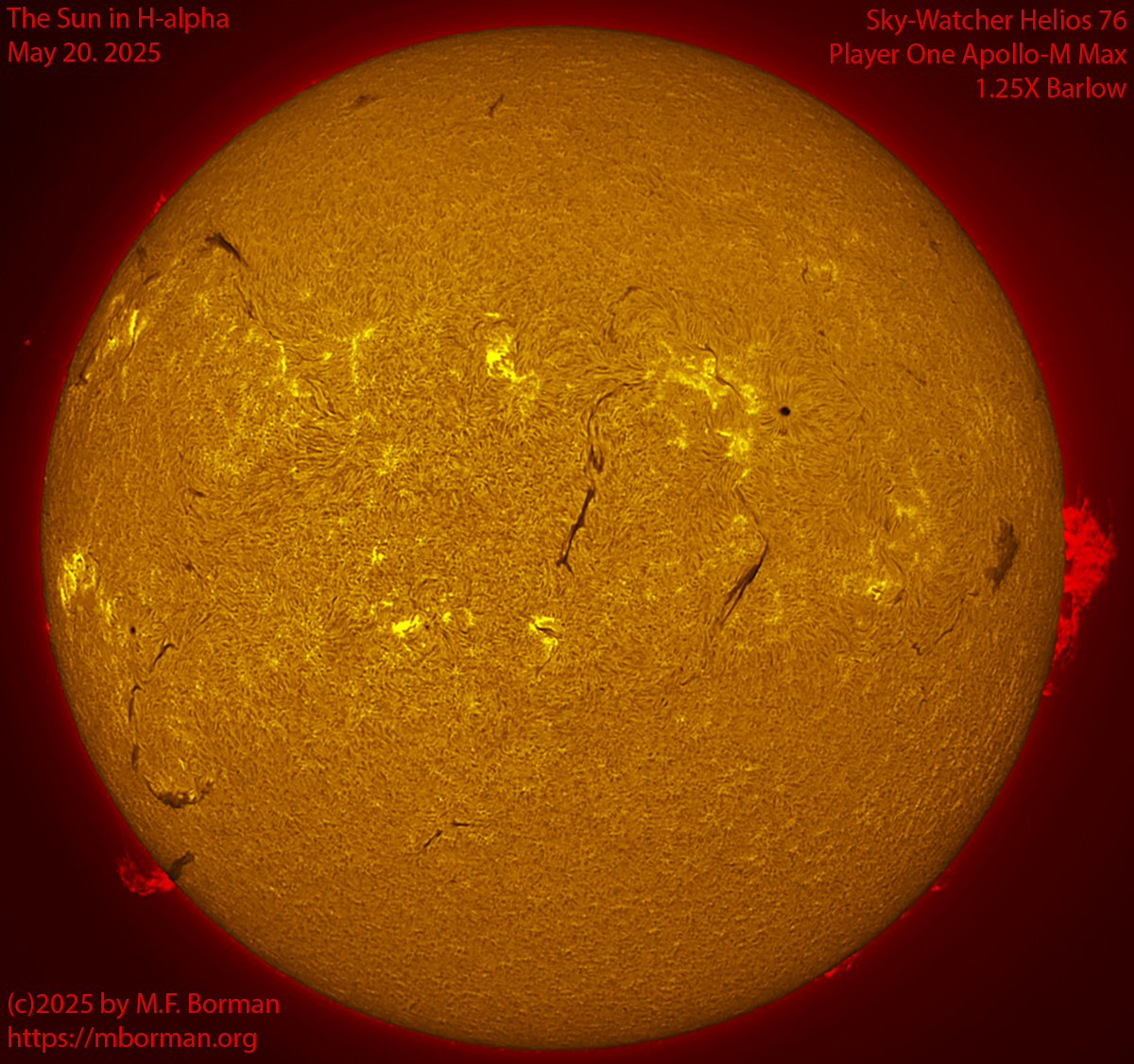 Solar image in h-alpha 05/20/25