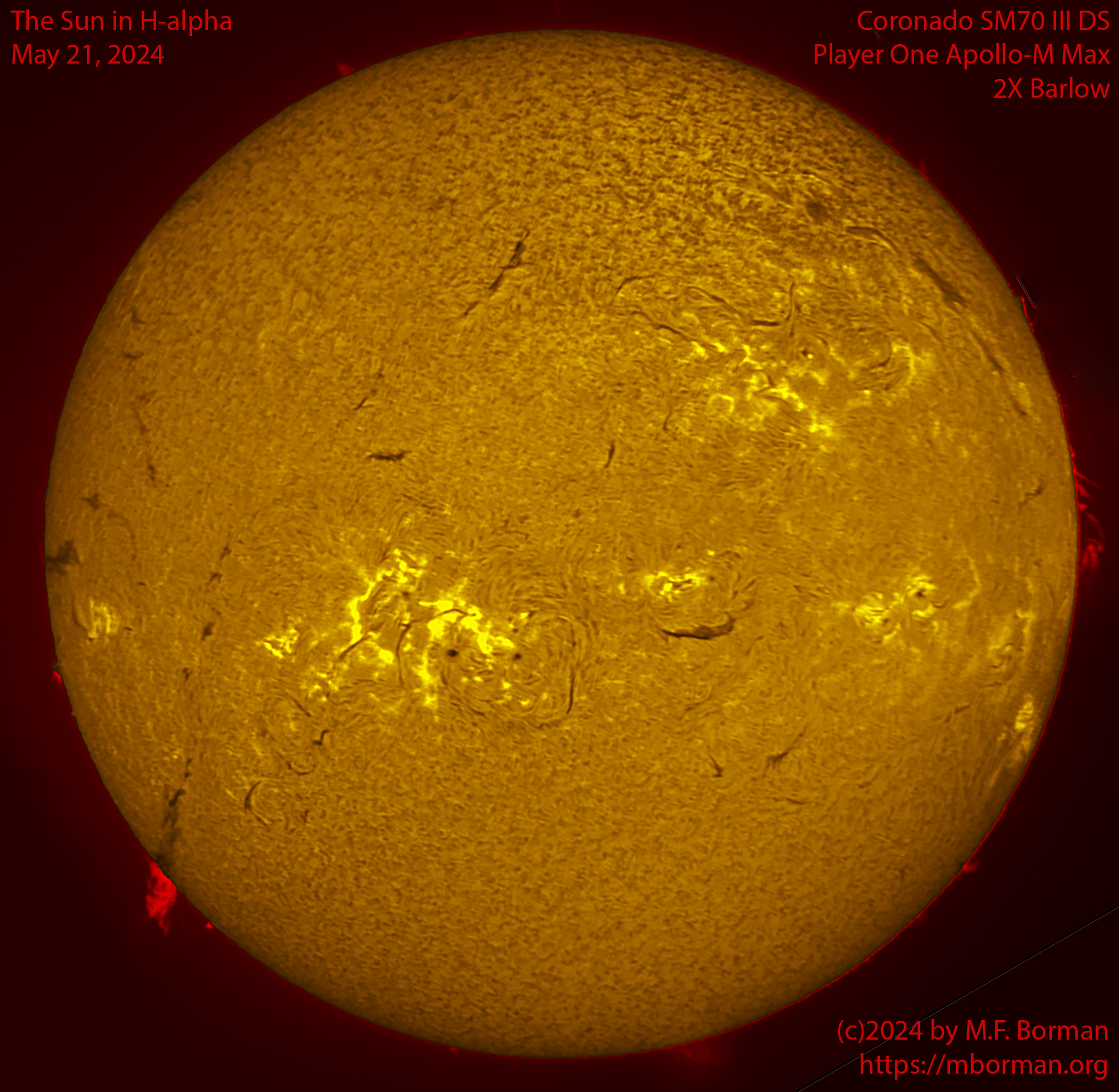 Solar image in h-alpha 05/21/24