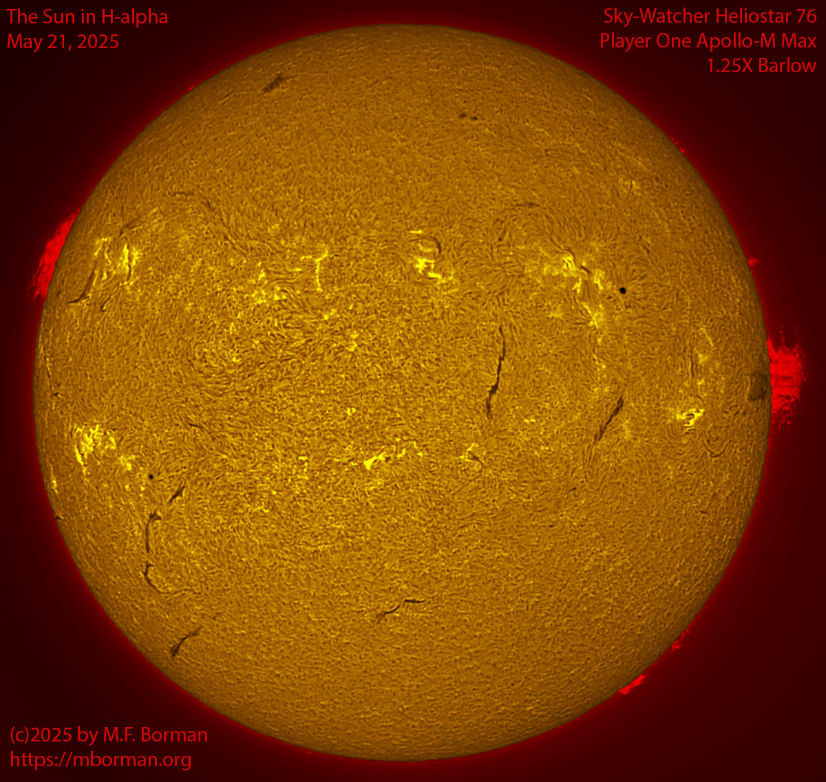 Solar image in h-alpha 05/21/25