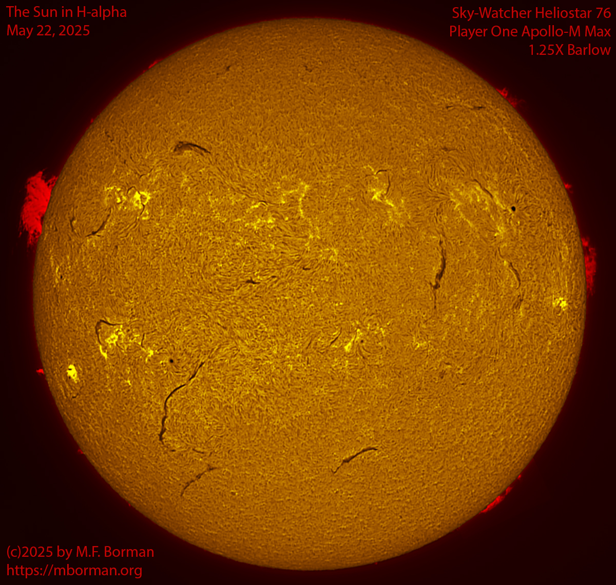 Solar image in h-alpha 05/22/25